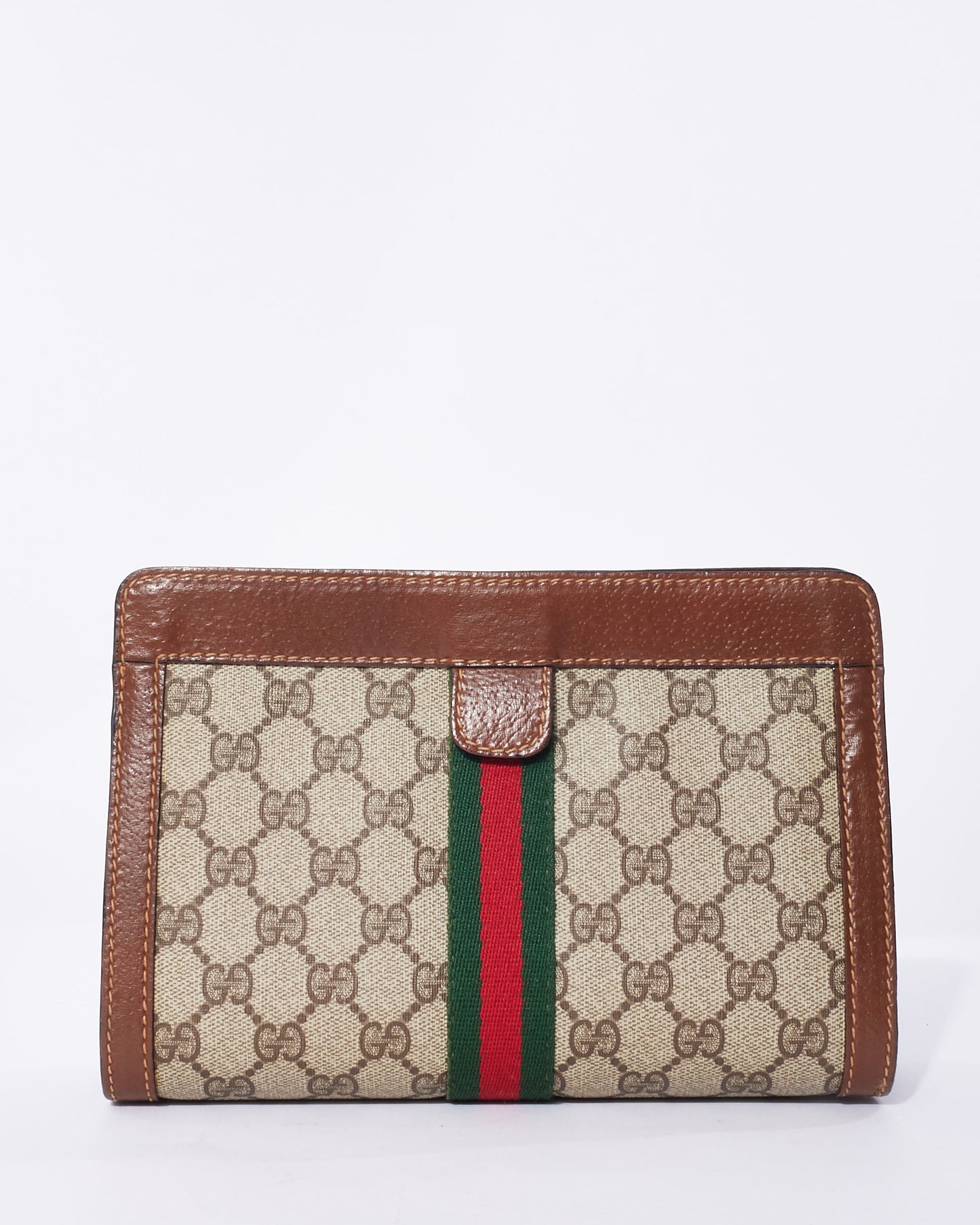 Gucci Vintage GG Monogram Coated Canvas Web Clutch/Pouch