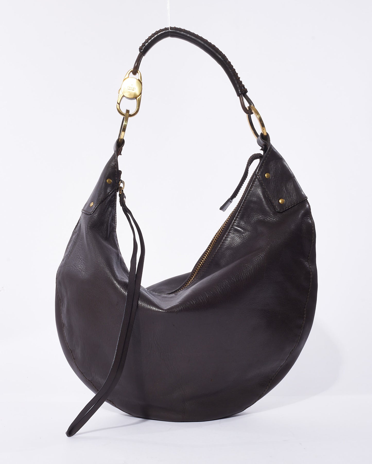 Gucci Vintage Brown Leather Hobo Bag