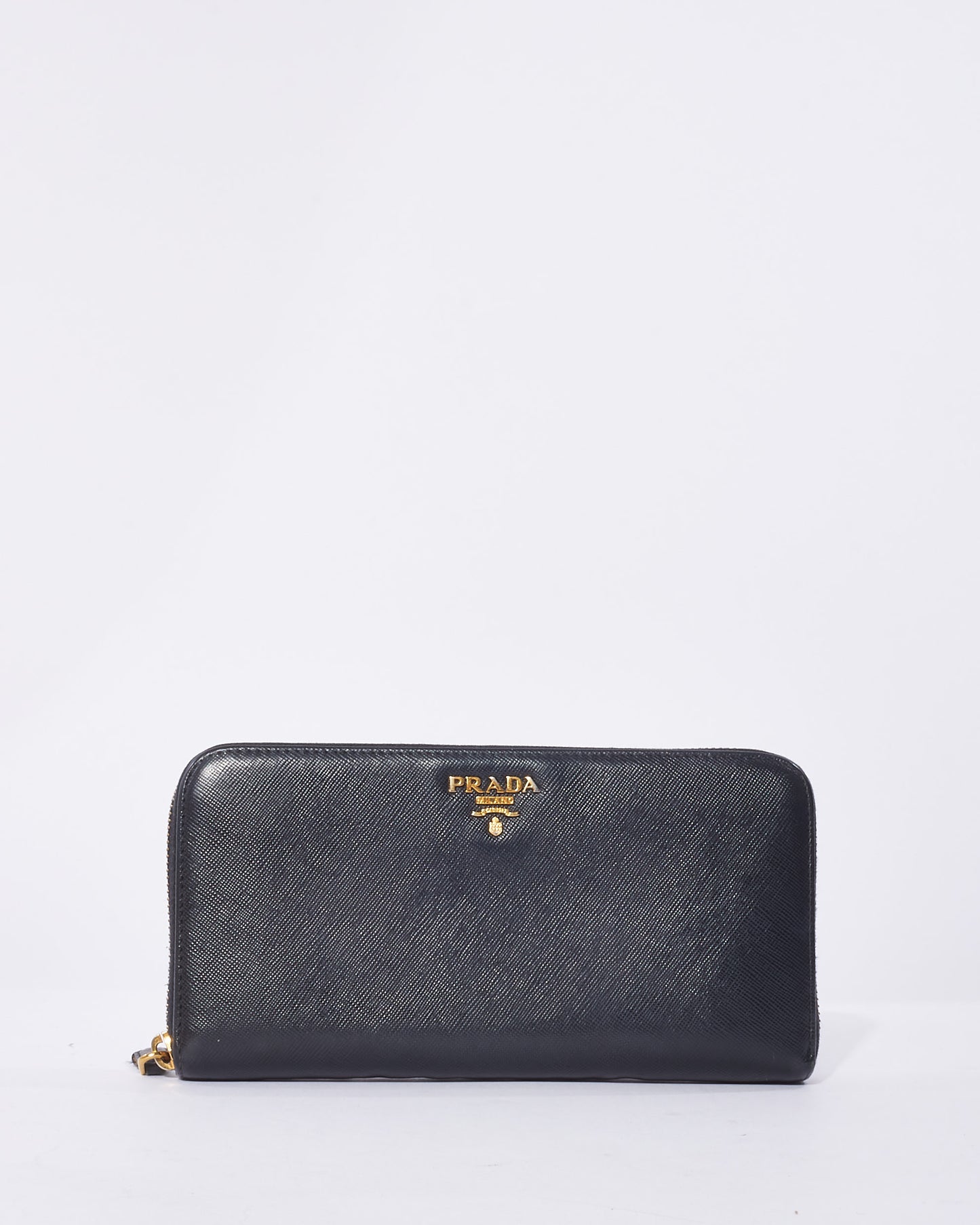 Prada Black Saffiano Leather Long Zip Wallet