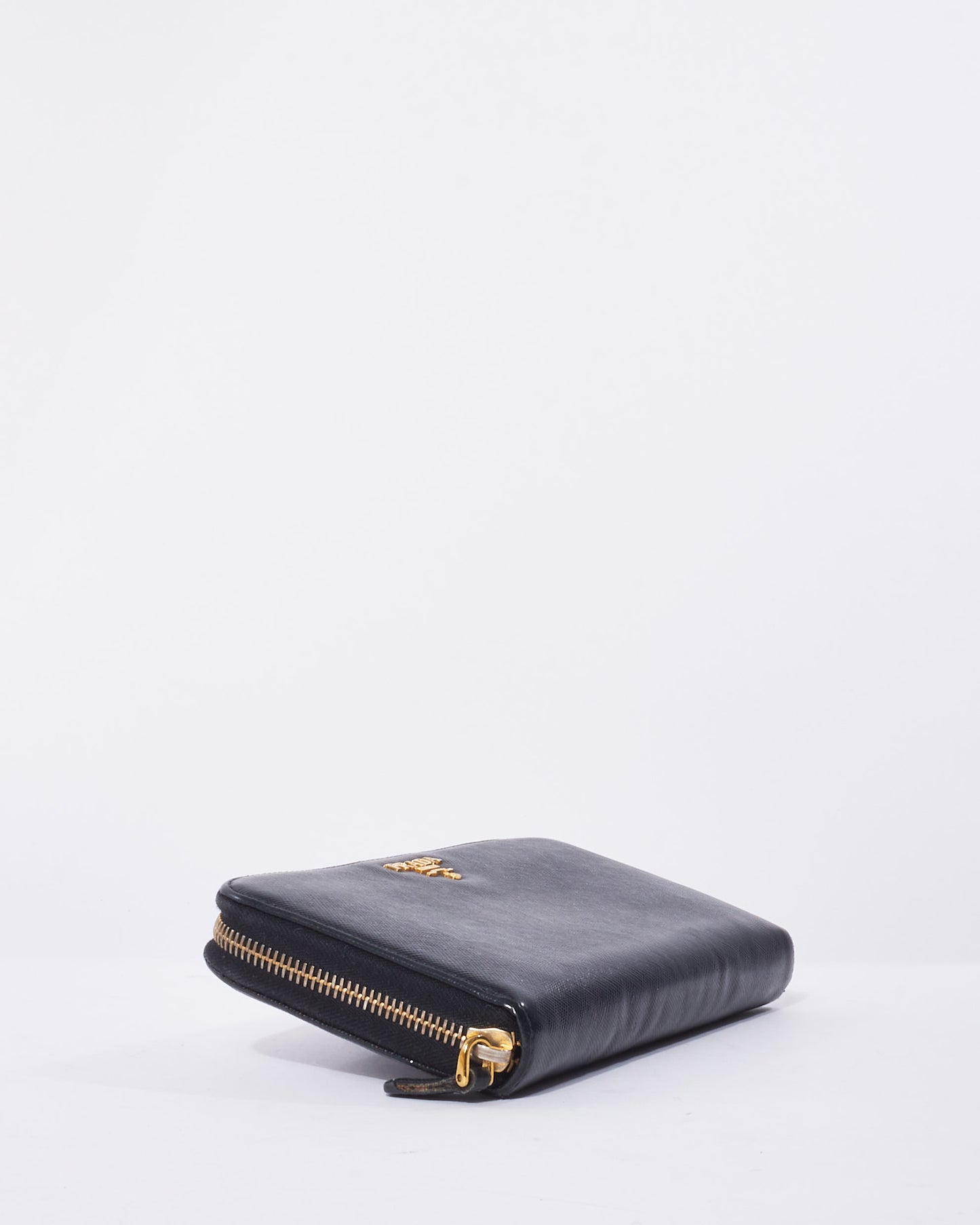 Prada Black Saffiano Leather Long Zip Wallet