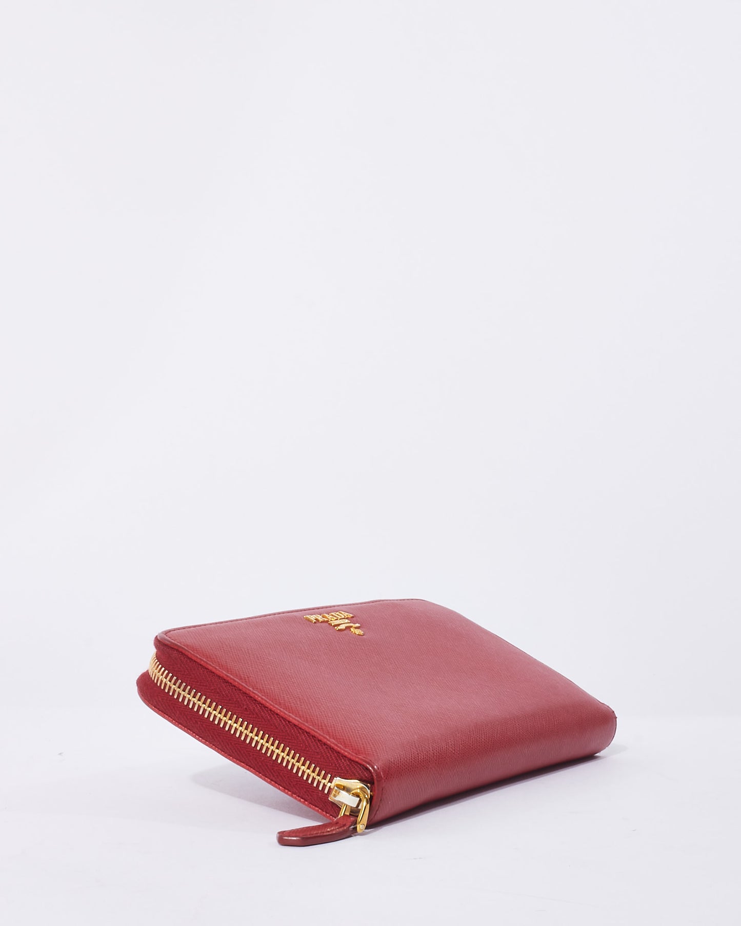 Prada Red Saffiano Leather Long Zip Wallet