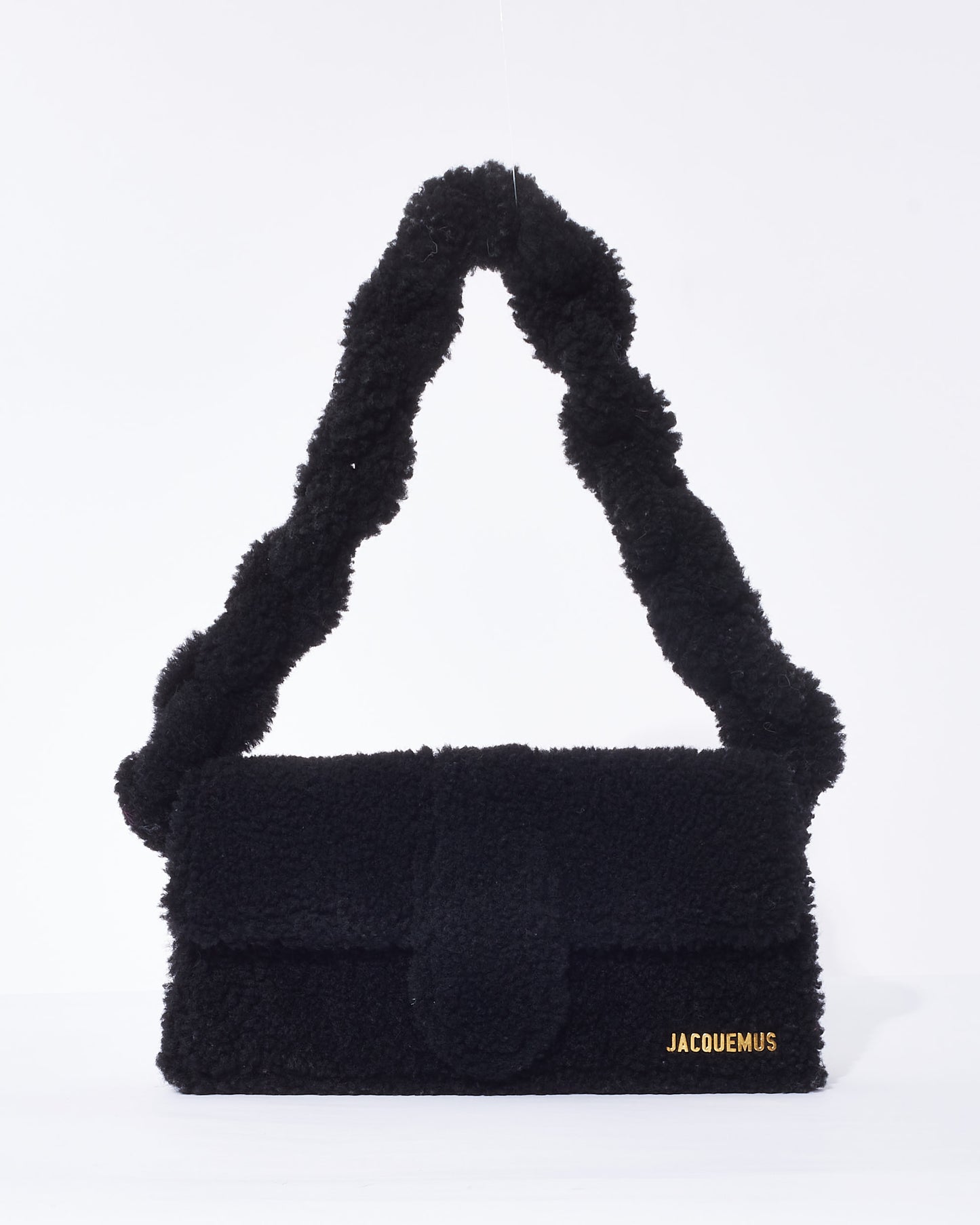 Jacquemus Black Shearling "Le Bambidou" Shoulder Bag