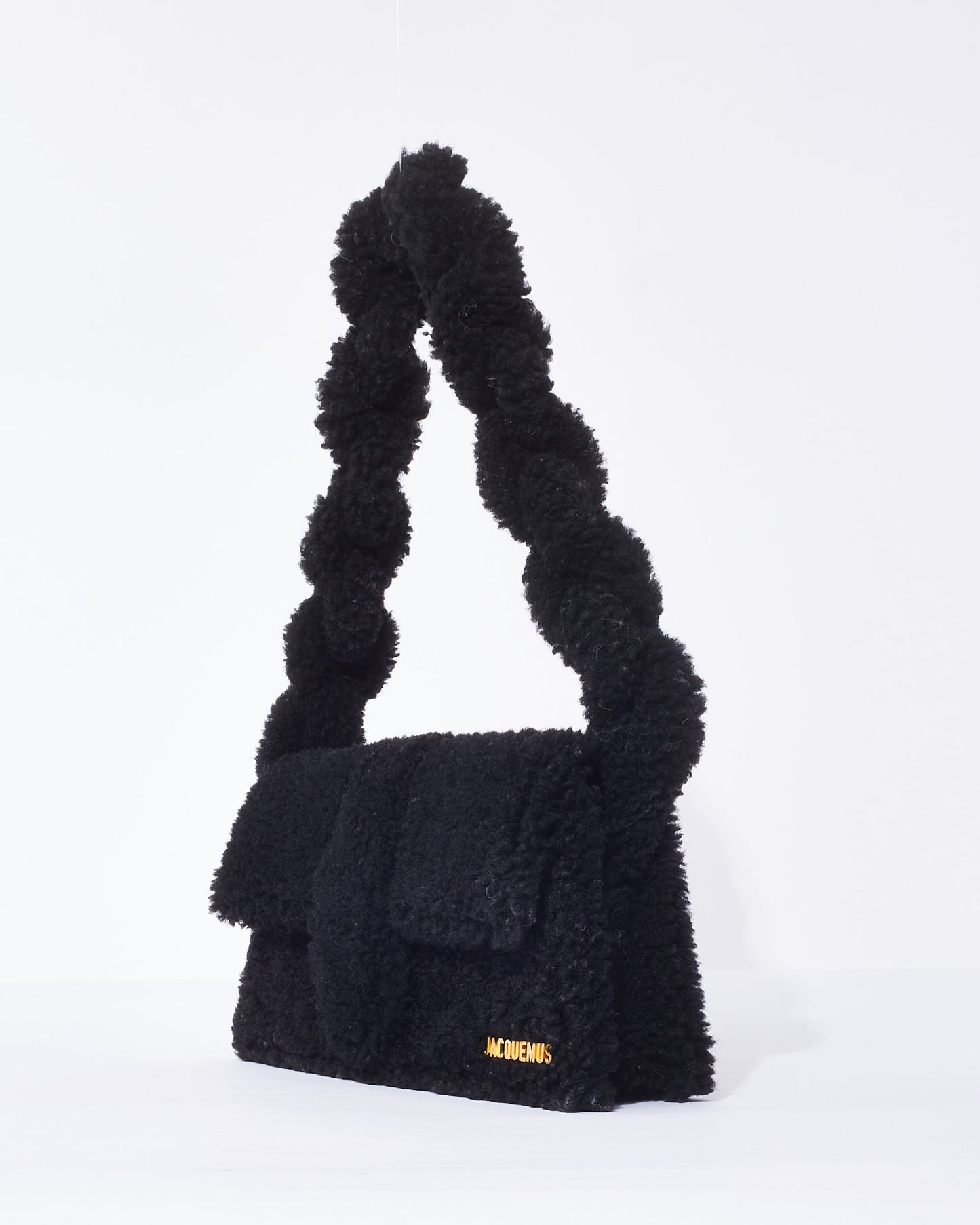 Jacquemus Black Shearling "Le Bambidou" Shoulder Bag