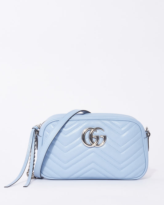 Gucci Light Blue Leather SHW Marmont Small Camera Bag