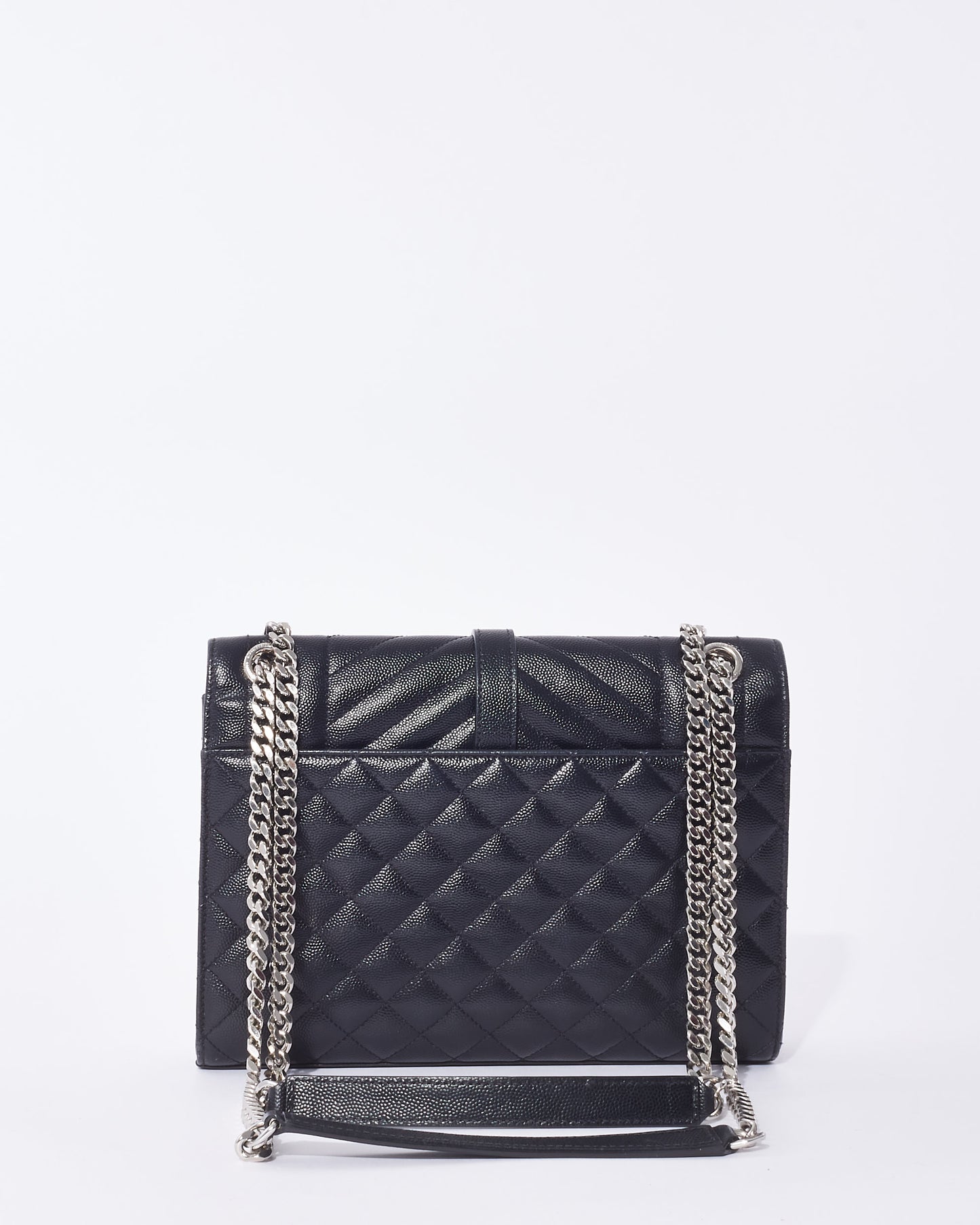 Saint Laurent Black Grain De Poudre Leather Medium Envelope Bag