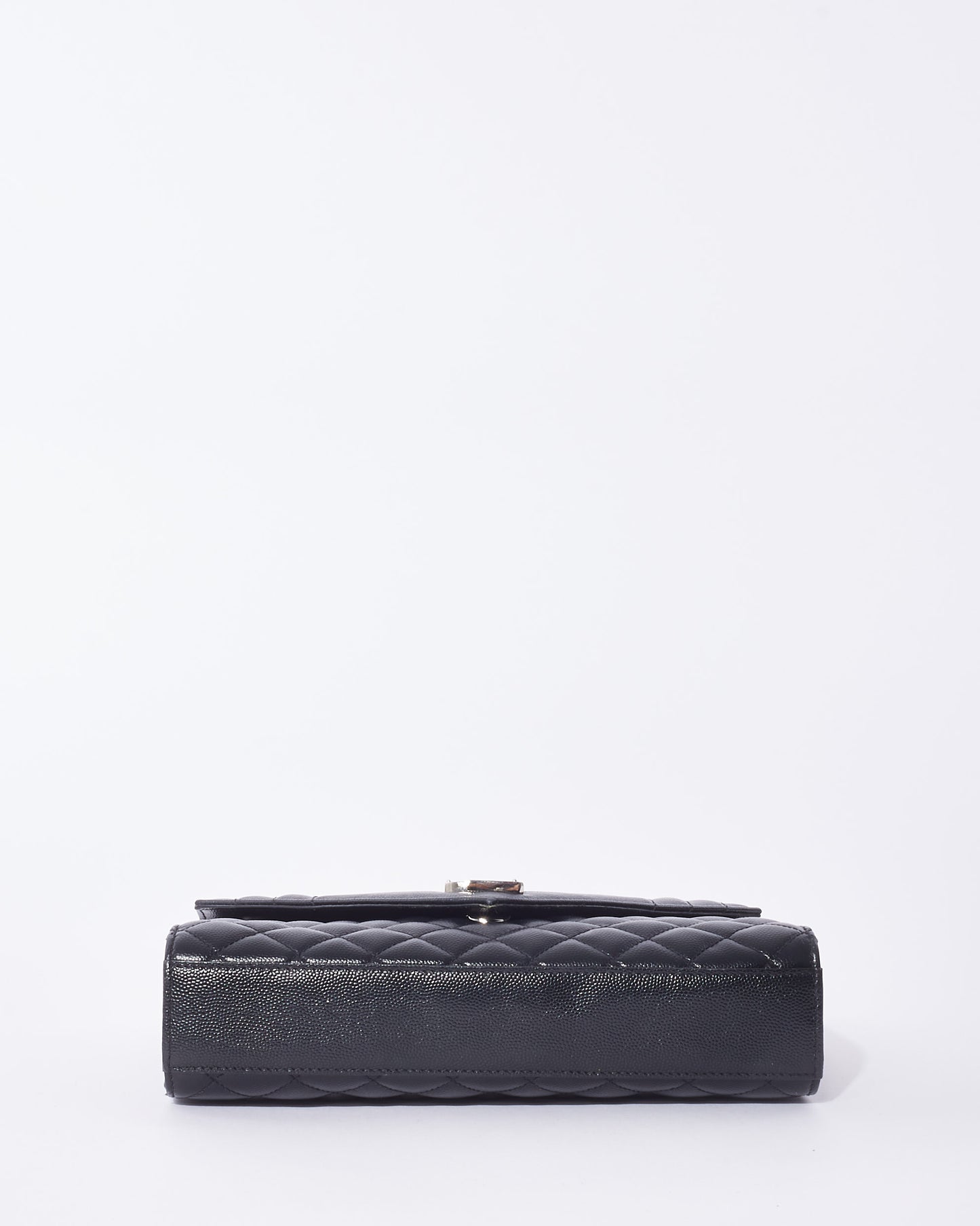 Saint Laurent Black Grain De Poudre Leather Medium Envelope Bag