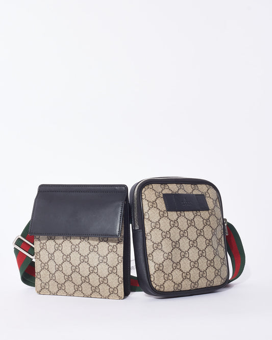 Gucci Monogram GG Supreme Canvas Double Web Belt Bag