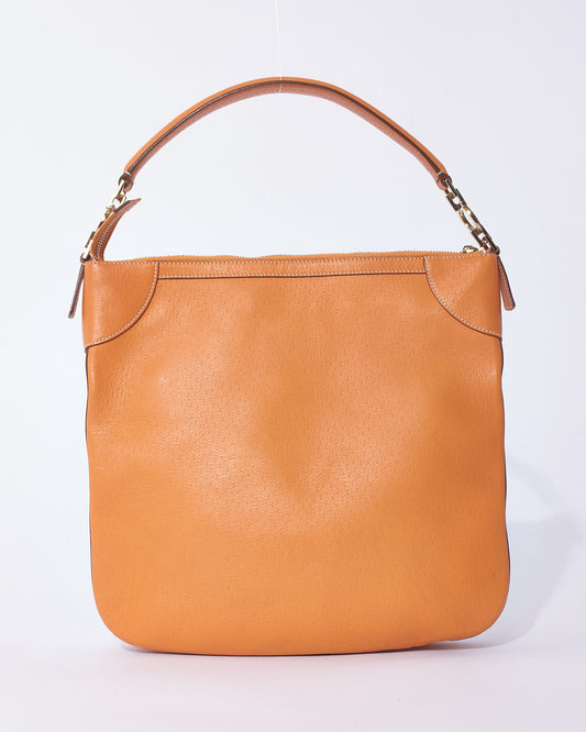 Salvatore Ferragamo Orange Leather Hobo Shoulder Bag