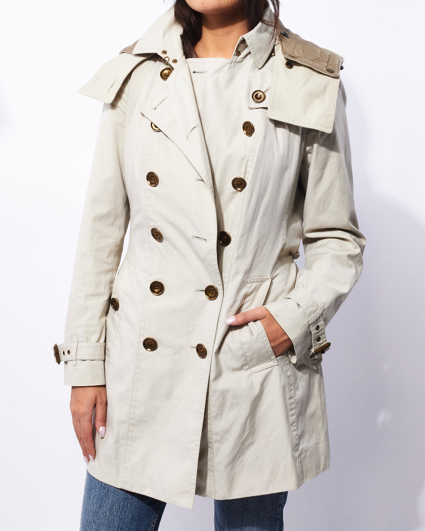 Burberry Beige Double Layer Vest 
Trench Coat - 10