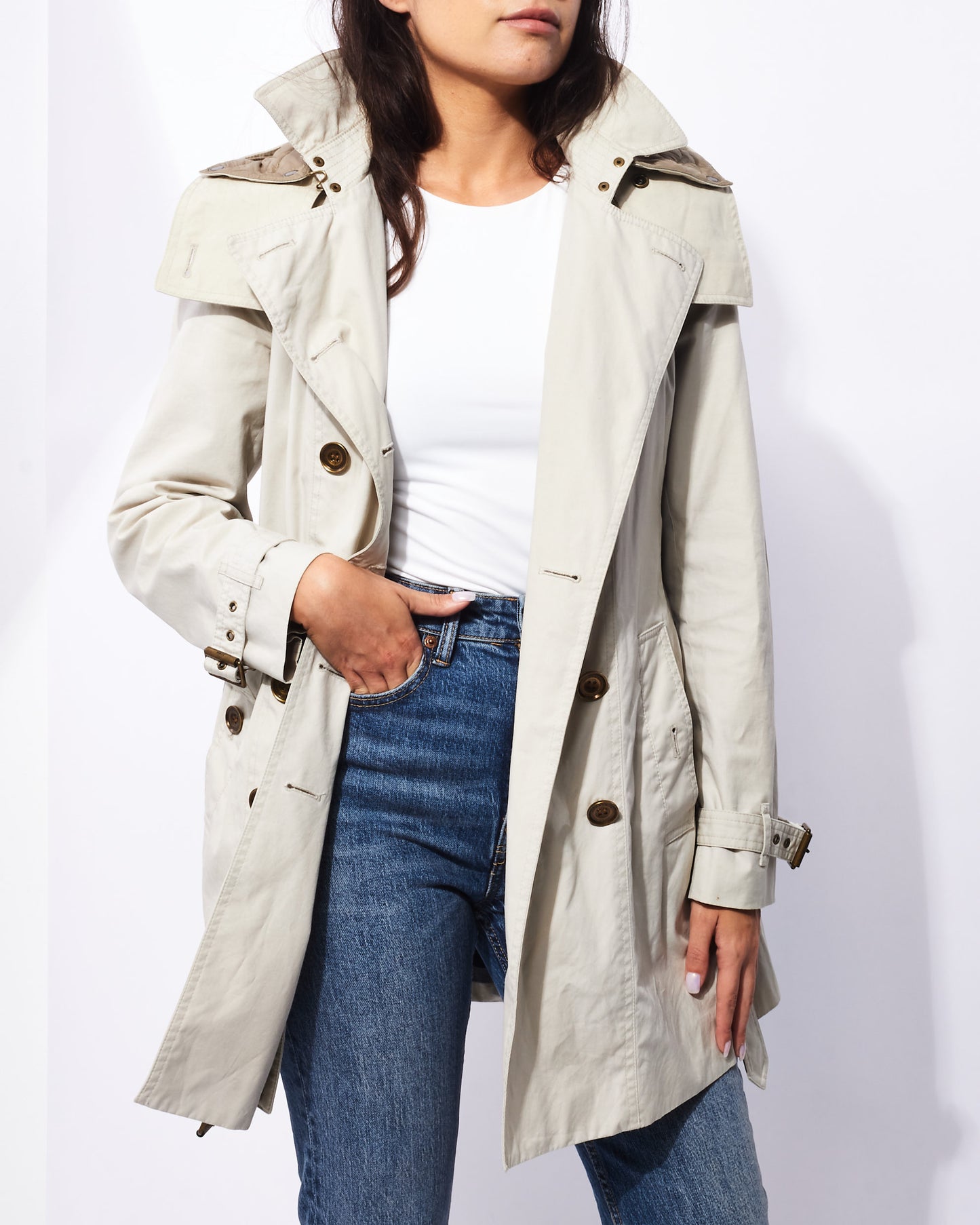 Burberry Beige Double Layer Vest 
Trench Coat - 10