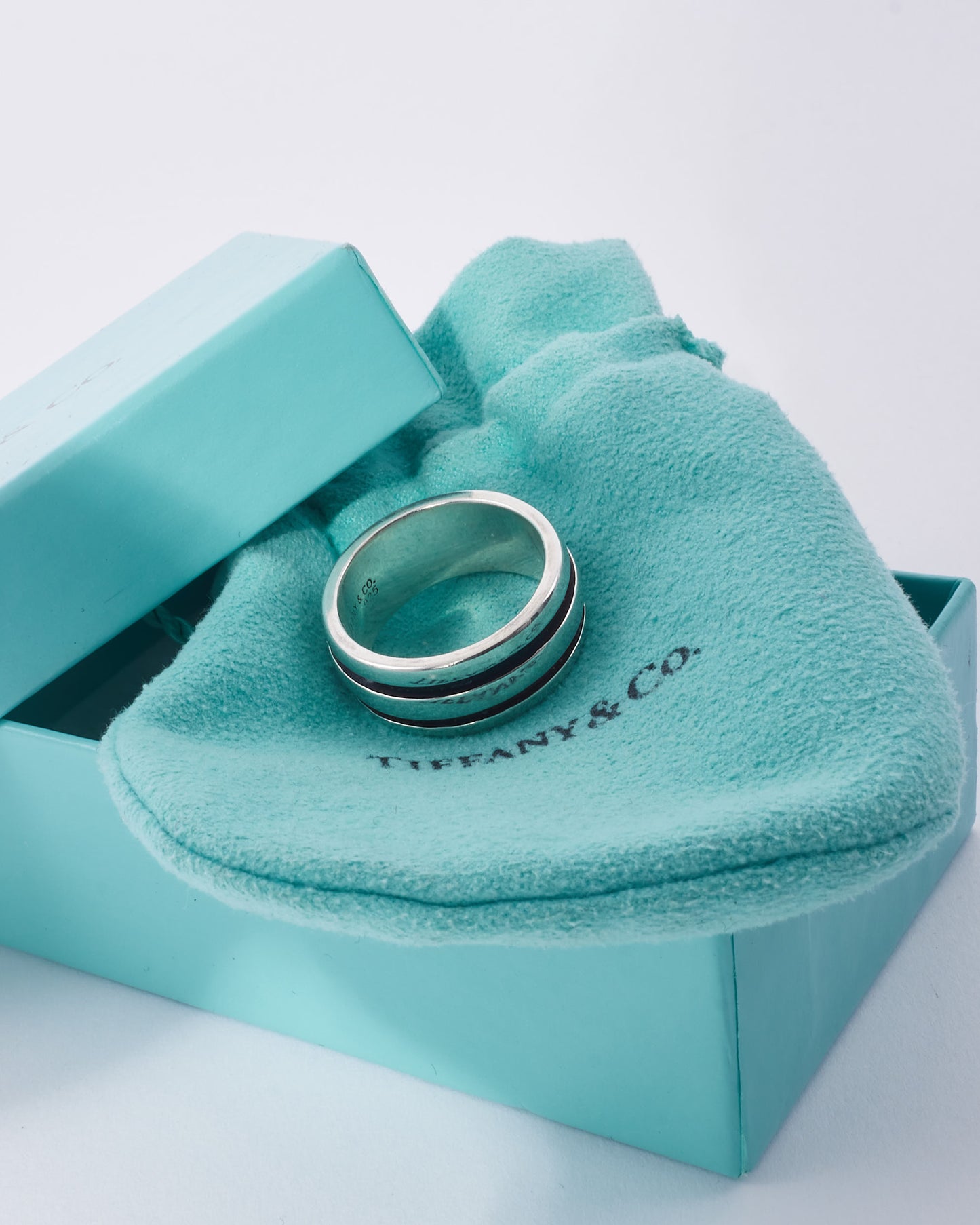 Tiffany 
Co. Vintage Silver Atlas Groove Ring - 6