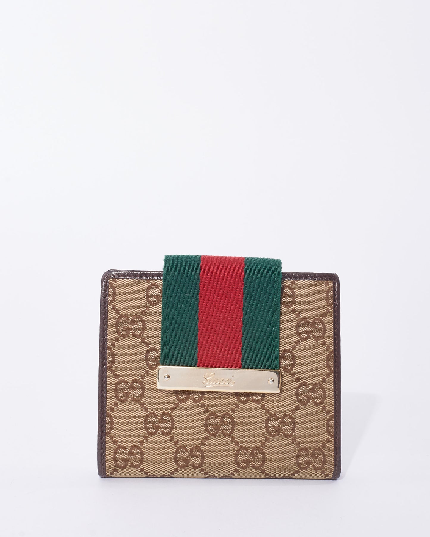 Gucci GG Monogram Canvas Web Compact Wallet