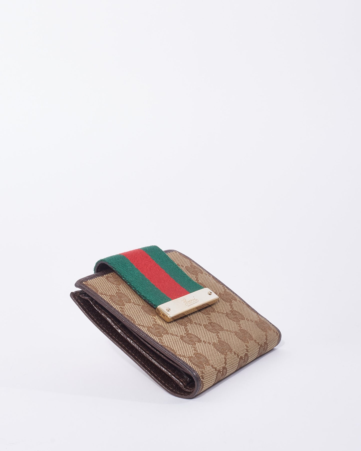 Gucci GG Monogram Canvas Web Compact Wallet