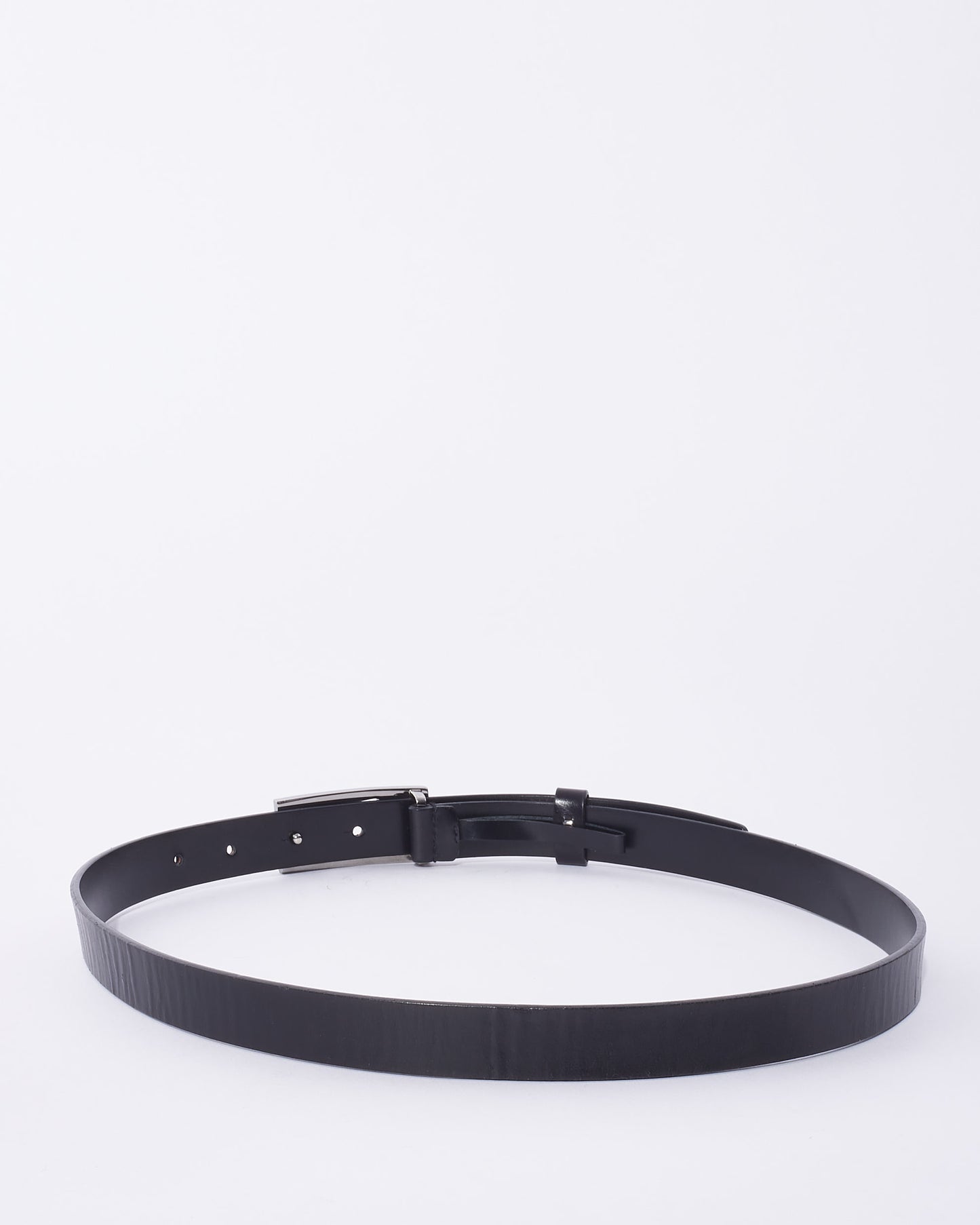 Gucci Vintage Black Leather Asymmetric G Logo Belt - 80/32