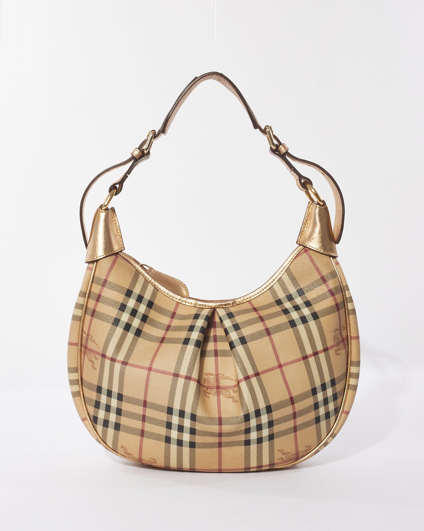 Burberry Beige Haymarket Check Coated Canvas Hobo Shoulder Bag