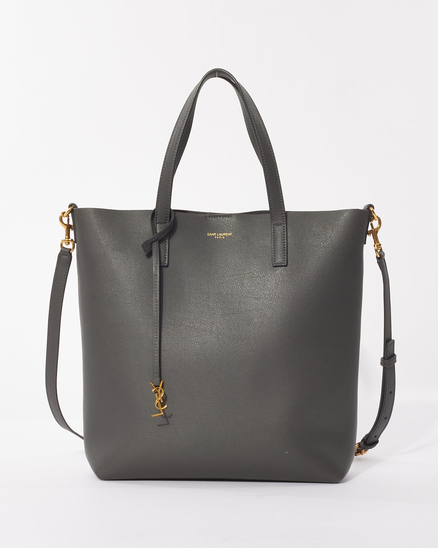 Saint Laurent Grey Leather North South Shopping Tote