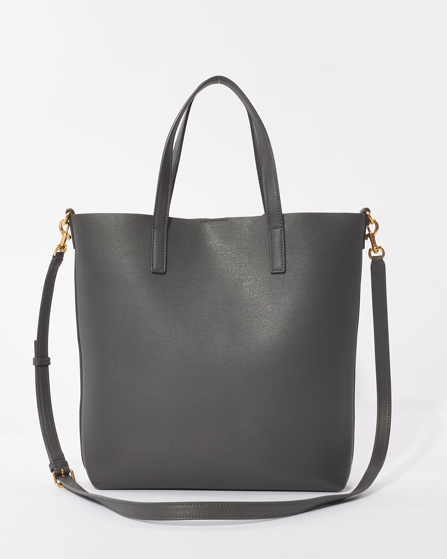 Saint Laurent Grey Leather North South Shopping Tote