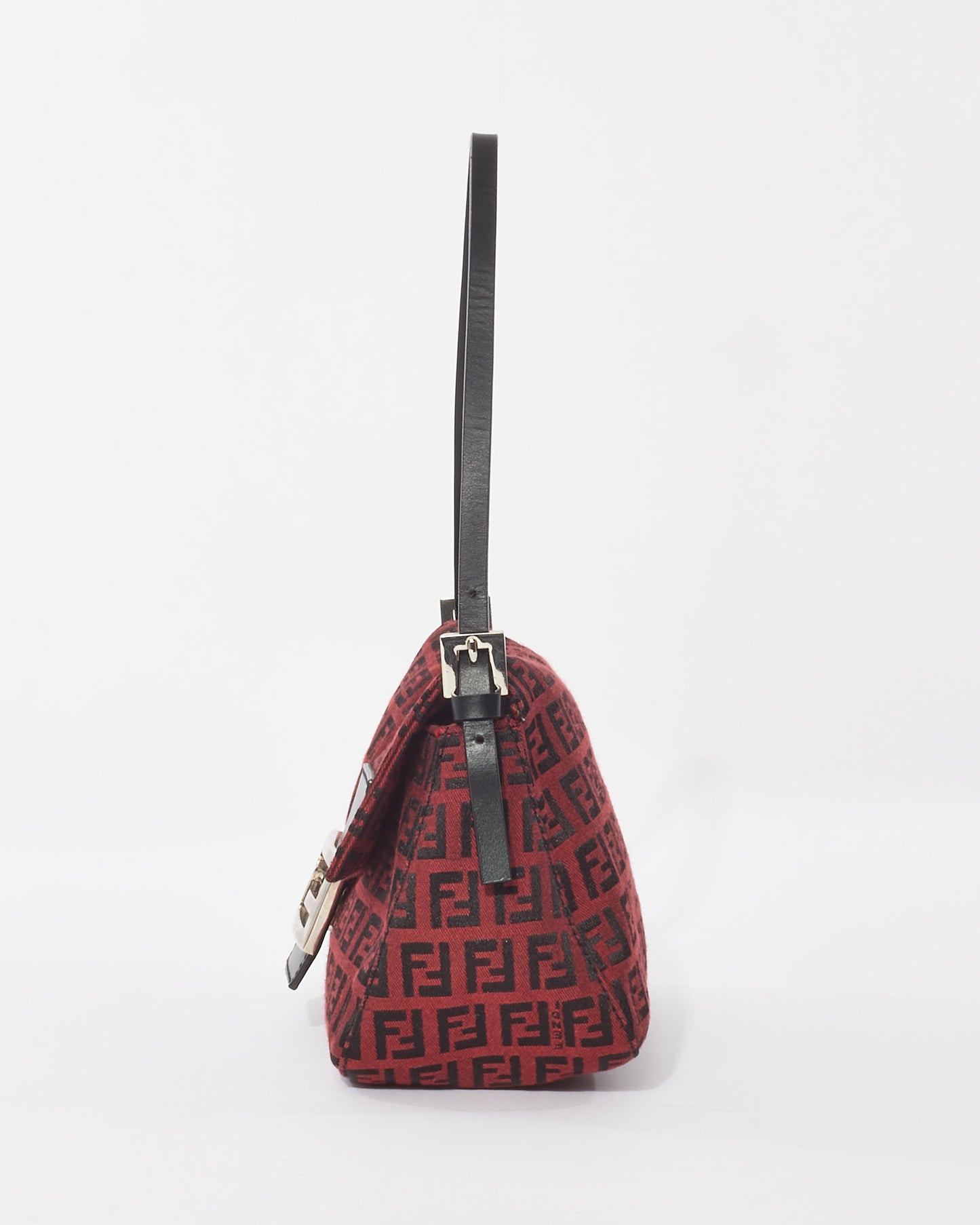 Fendi Vintage Red 
Black Zucchino Mini Mama Baguette Bag