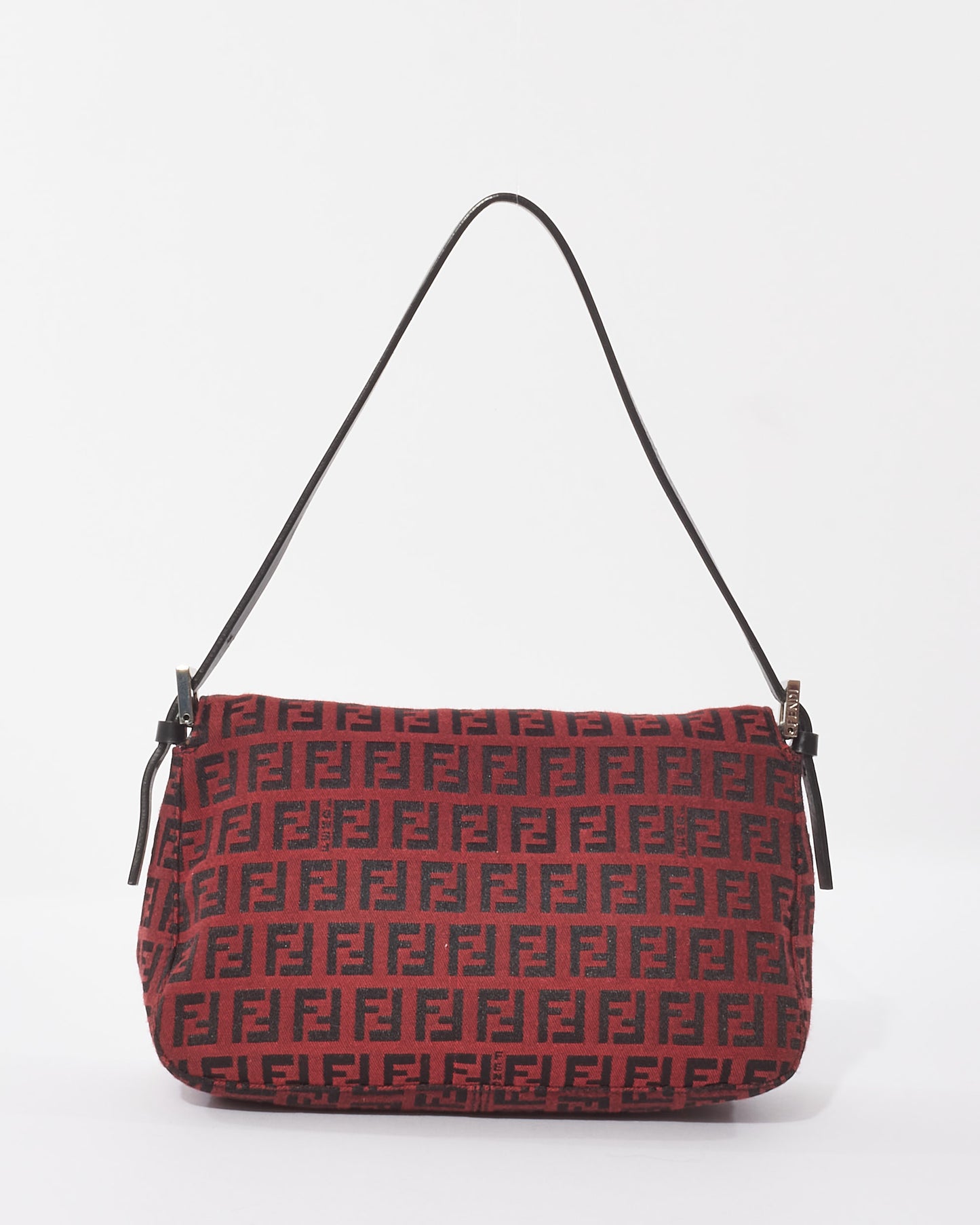 Fendi Vintage Red 
Black Zucchino Mini Mama Baguette Bag