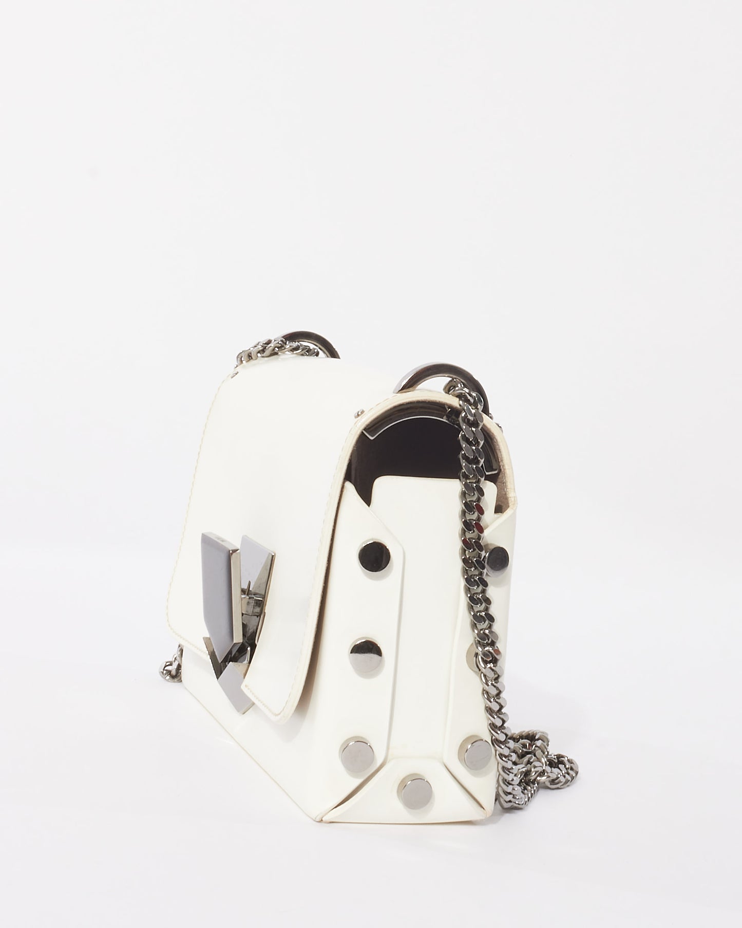 Jimmy Choo White Leather Small Lockett Shoulder Bag