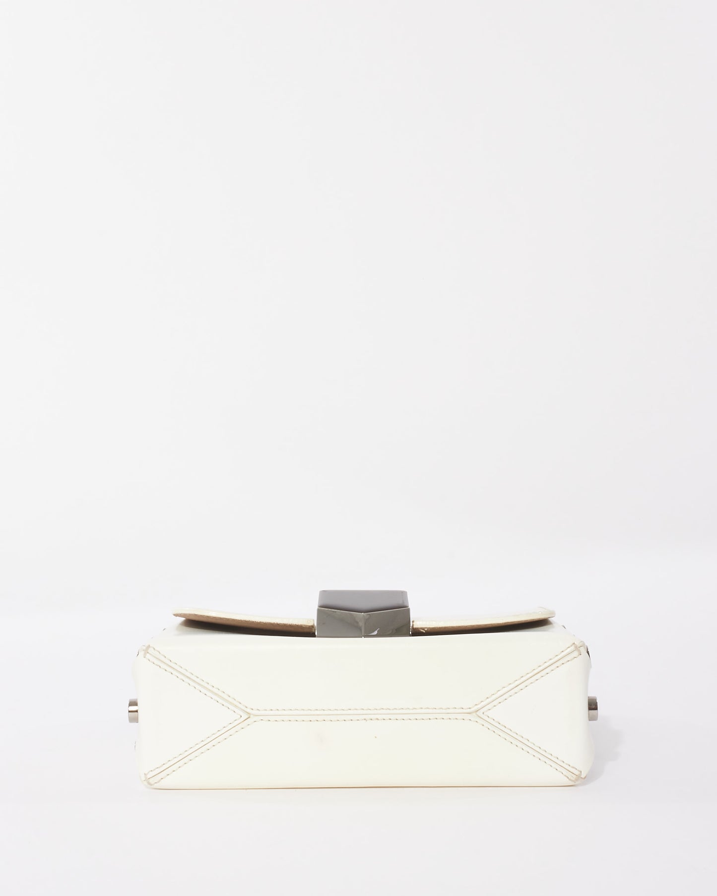 Jimmy Choo White Leather Small Lockett Shoulder Bag