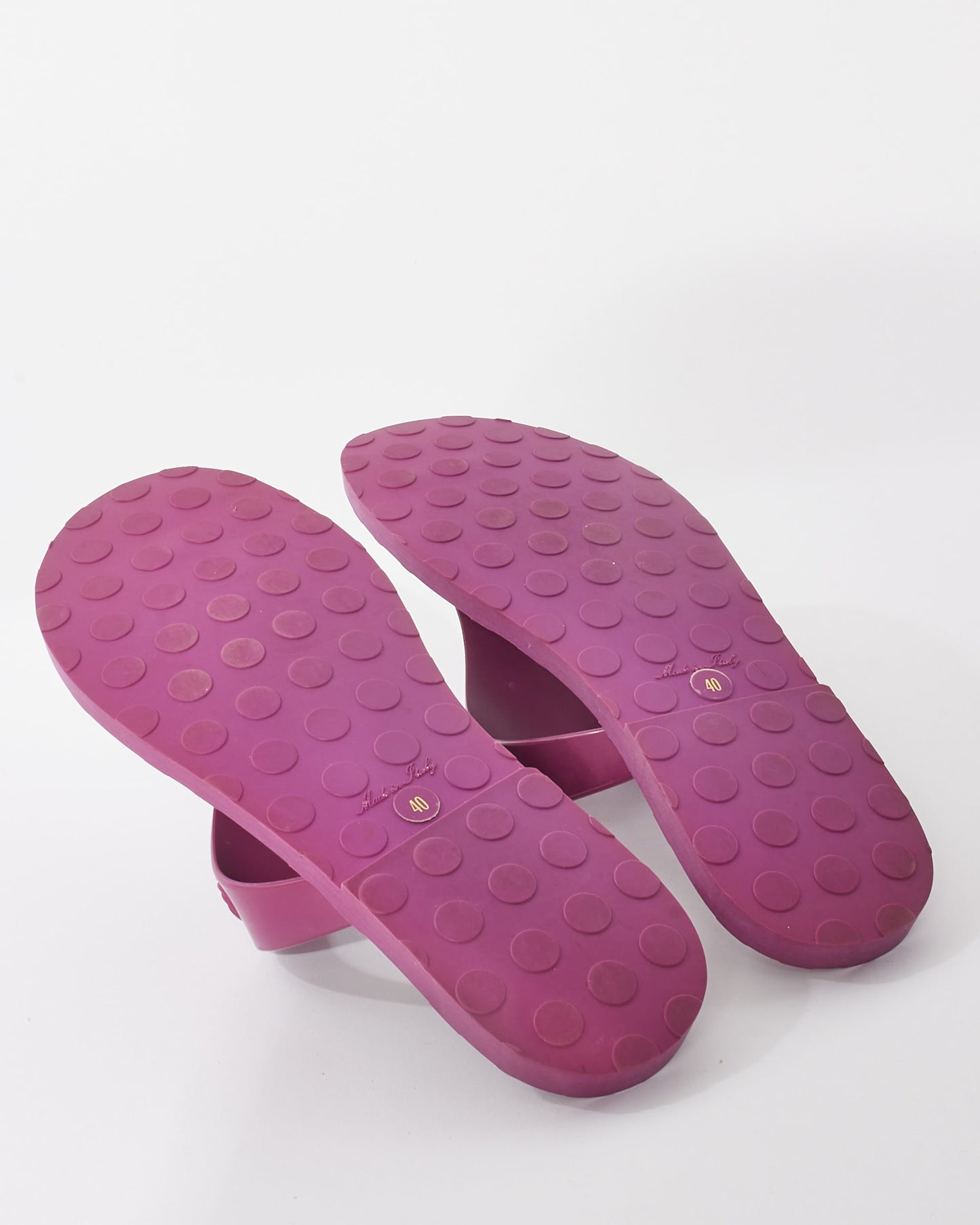 Saint Laurent Fuchsia Purple Rubber Logo Thong Sandals - 40