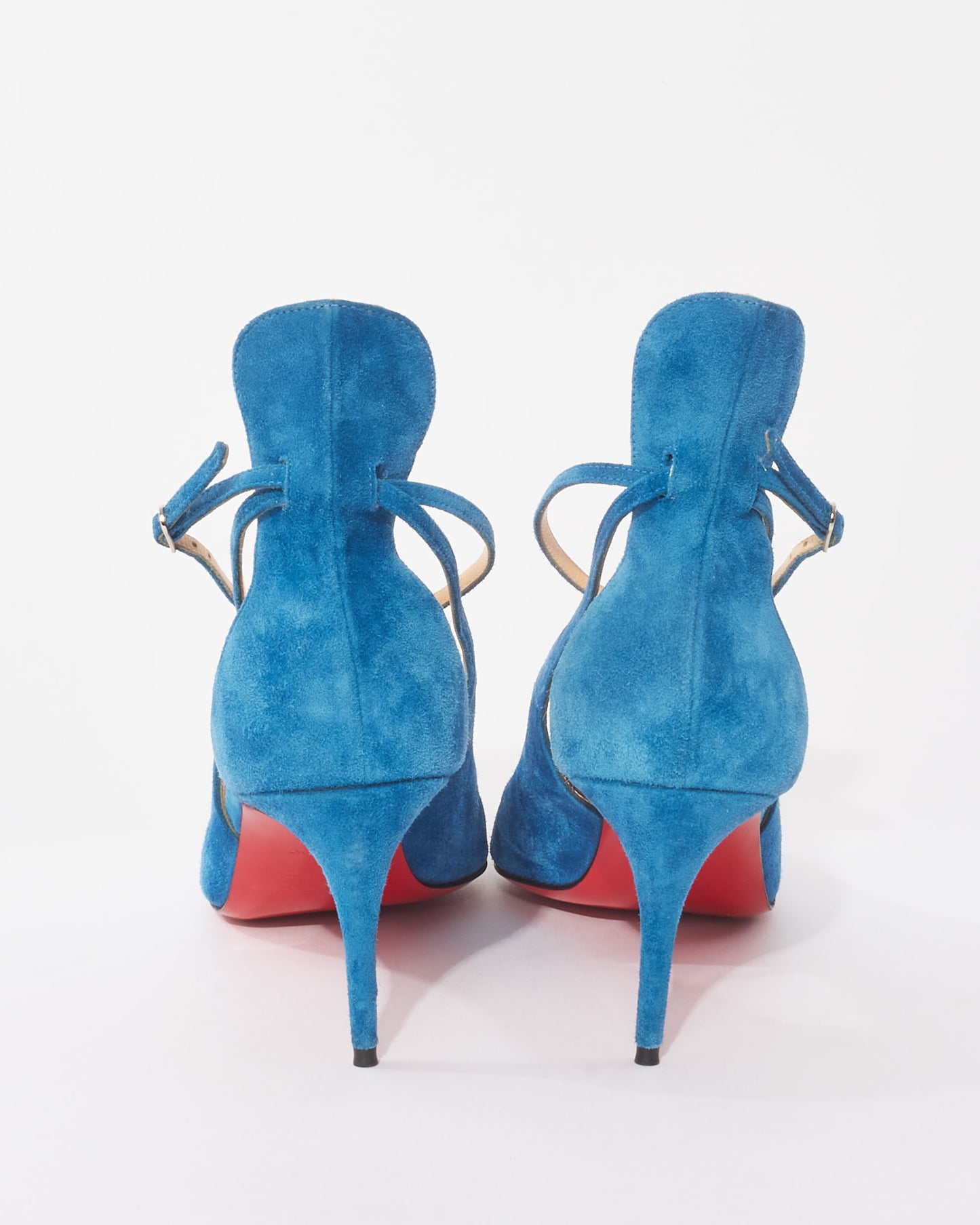 Christian Louboutin Turquoise Suede Strappy Pumps - 41