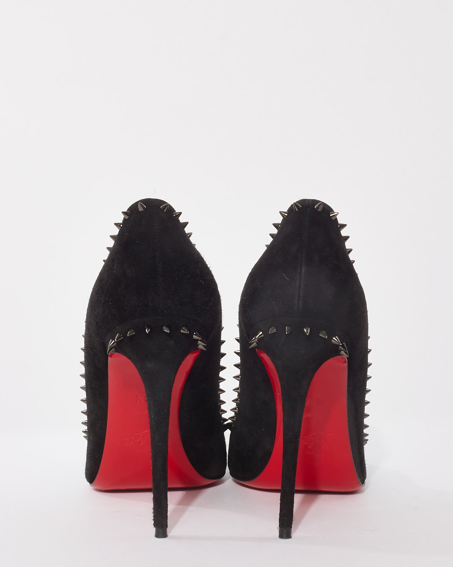 Christian Louboutin Black Suede 
Spike Anjalina Pumps - 39.5