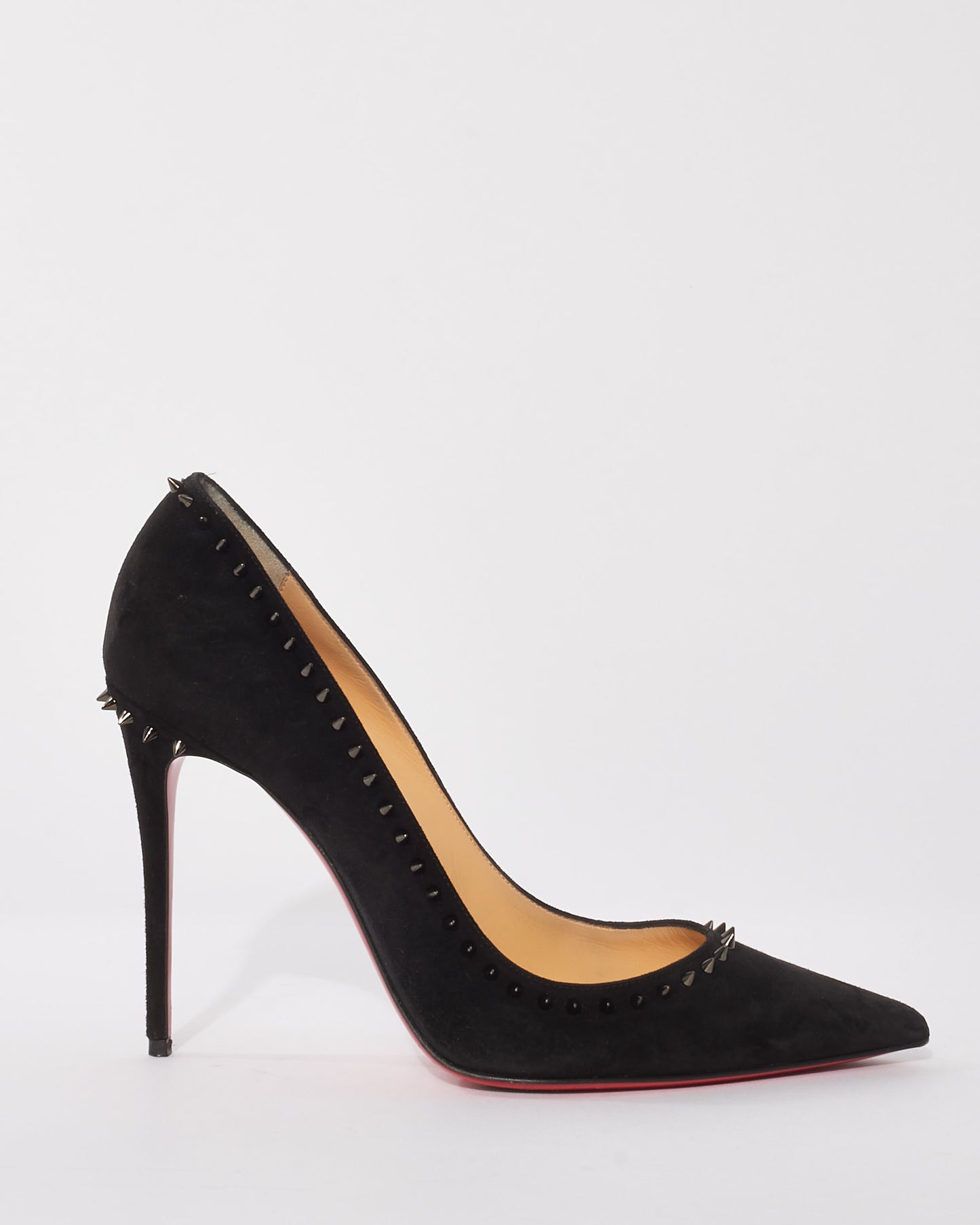 Christian Louboutin Black Suede 
Spike Anjalina Pumps - 39.5