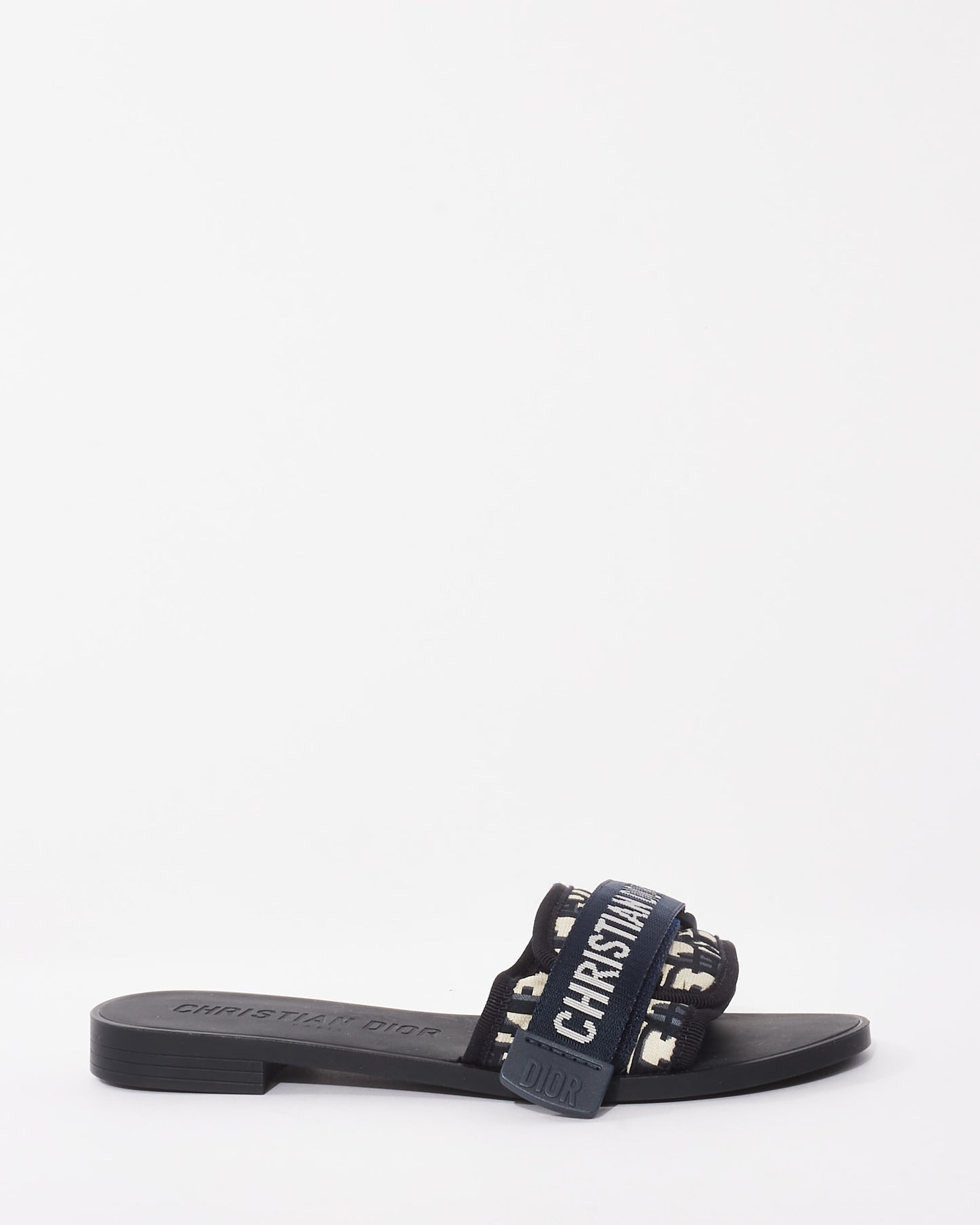 Dior Deep Blue Oblique Nylon Diorevolution Slides - 36