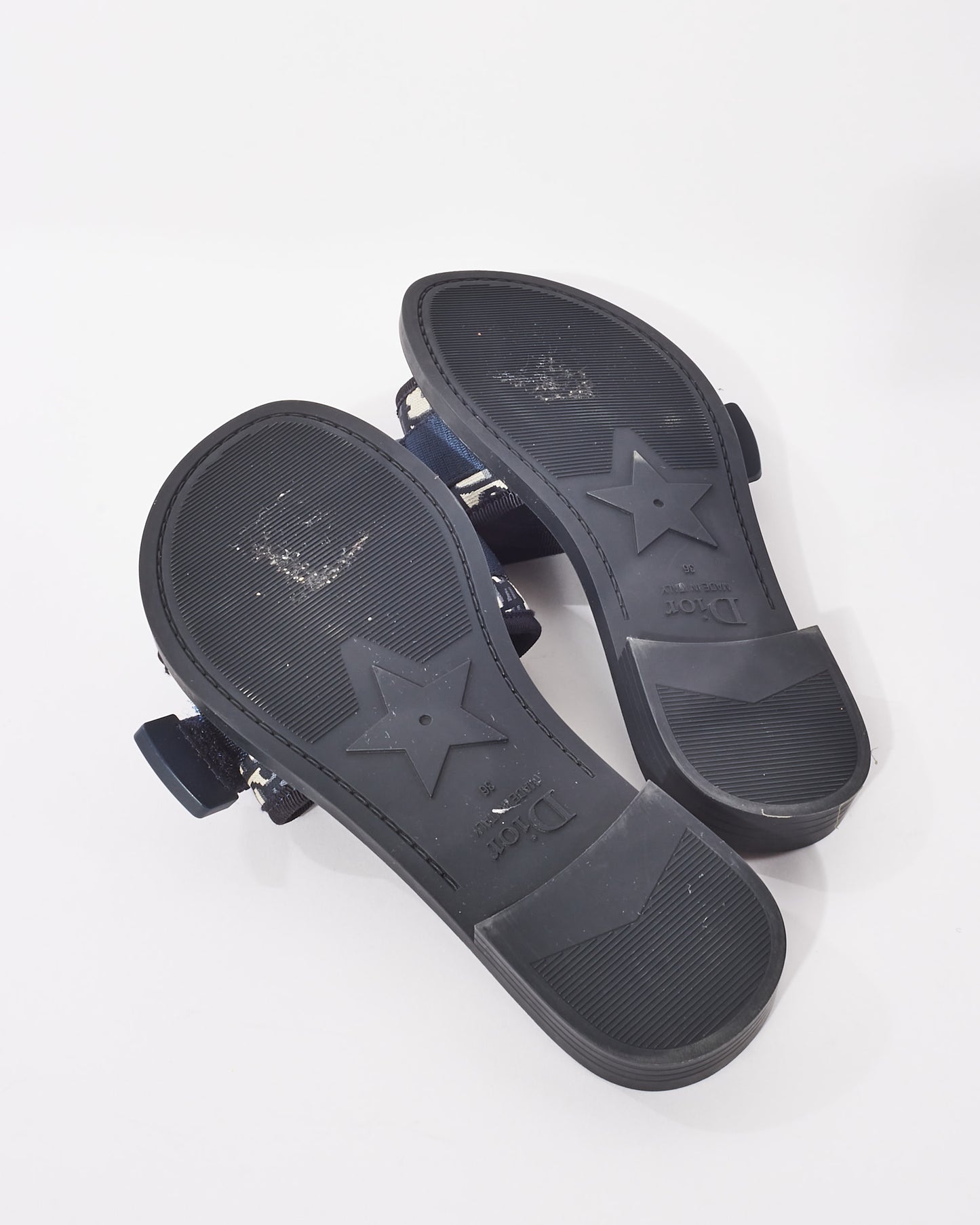 Dior Deep Blue Oblique Nylon Diorevolution Slides - 36