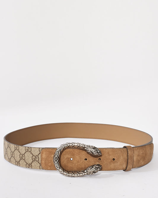 Gucci Beige GG Supreme Coated Canvas 
Suede Dionysus Belt - 95/38