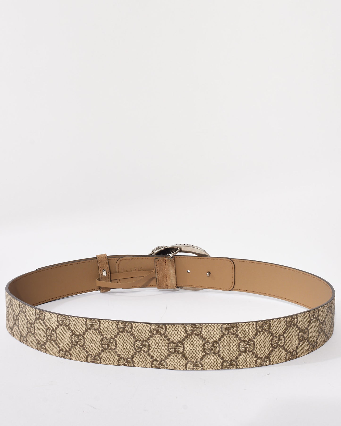 Gucci Beige GG Supreme Coated Canvas 
Suede Dionysus Belt - 95/38