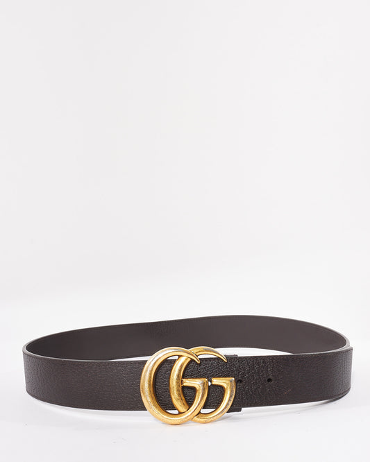 Gucci Dark Brown 
Brushed Gold GG Marmont Belt - 95/38