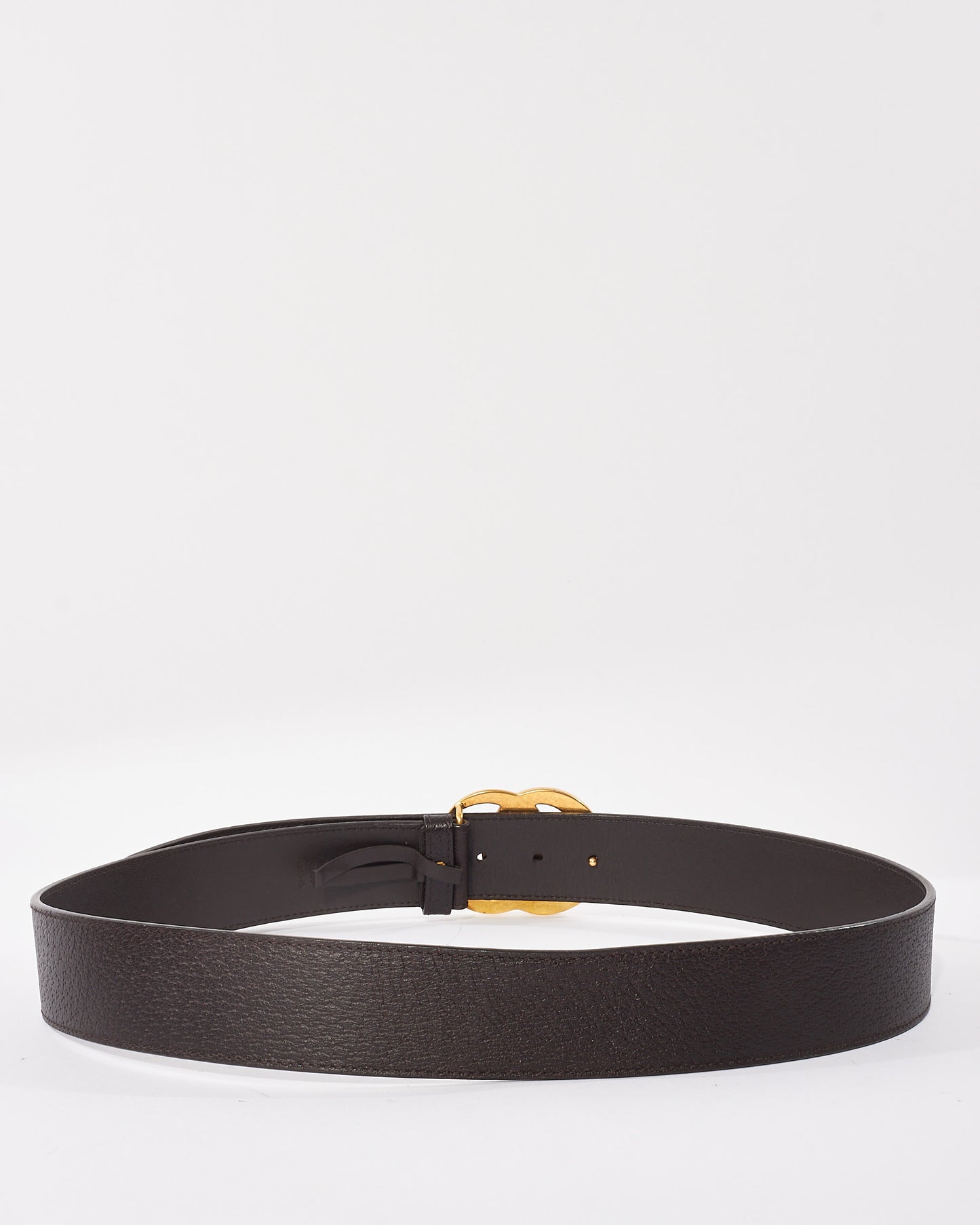 Gucci Dark Brown 
Brushed Gold GG Marmont Belt - 95/38