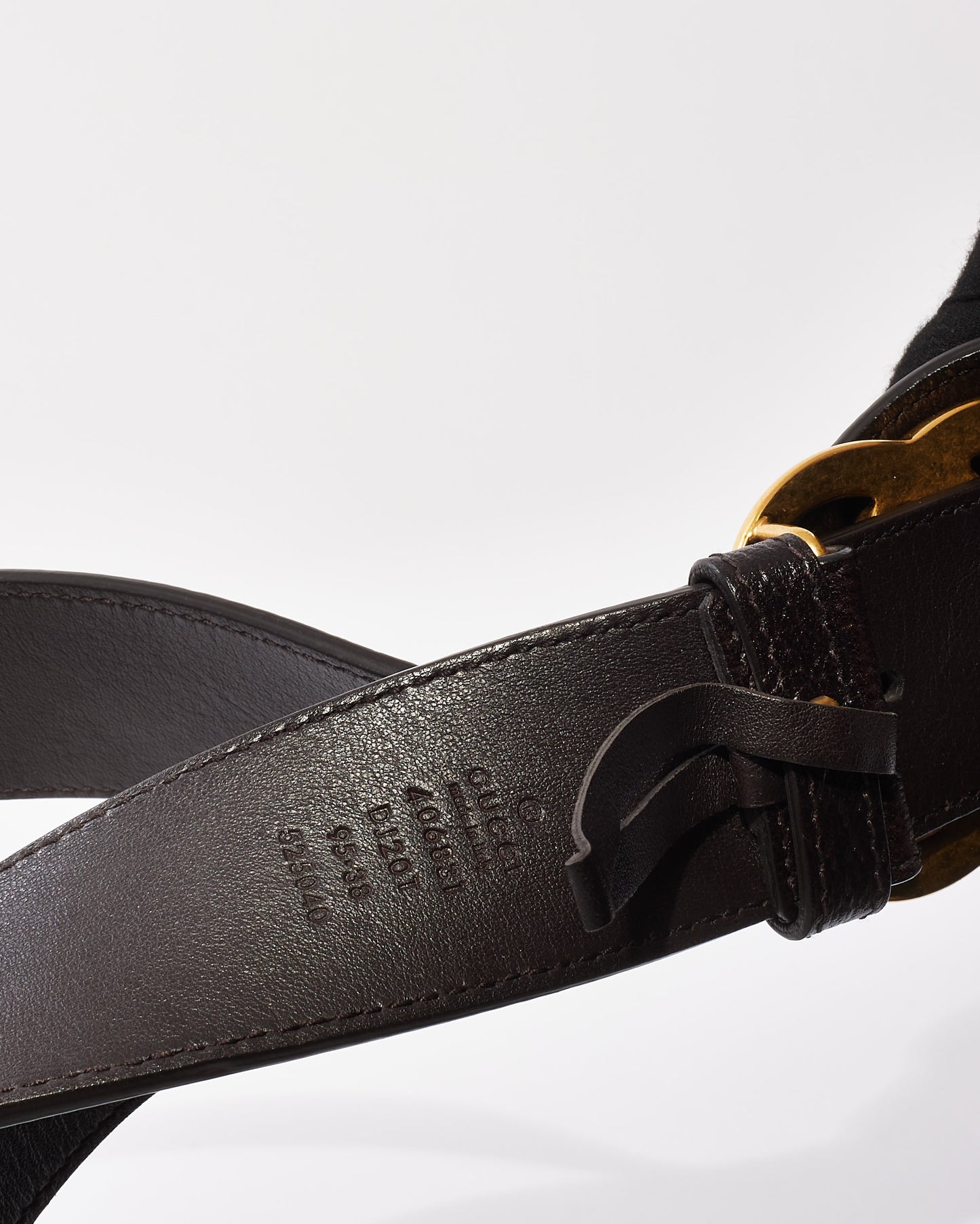 Gucci Dark Brown 
Brushed Gold GG Marmont Belt - 95/38