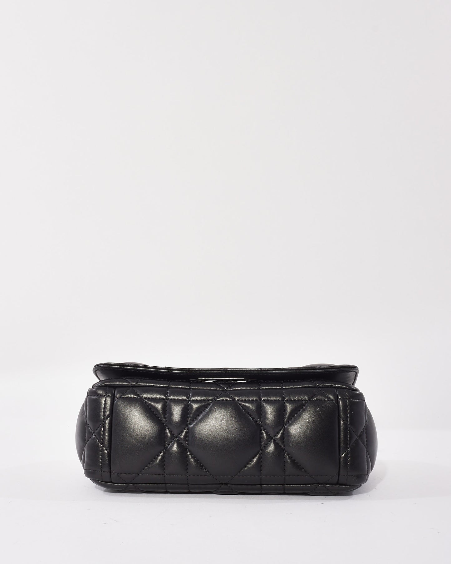 Dior Black Calfskin Leather Macrocannage Small Caro Bag