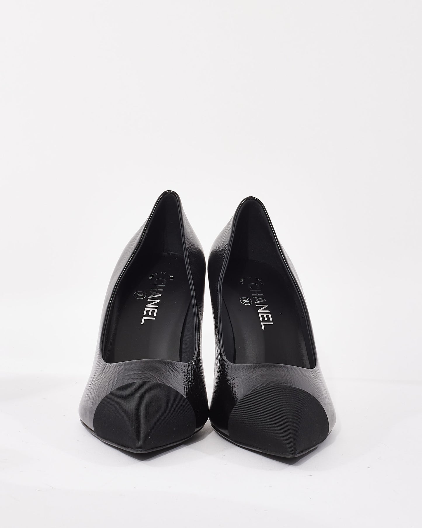 Chanel Black Goatskin Grosgrain Cap Toe Peal Pumps - 41C