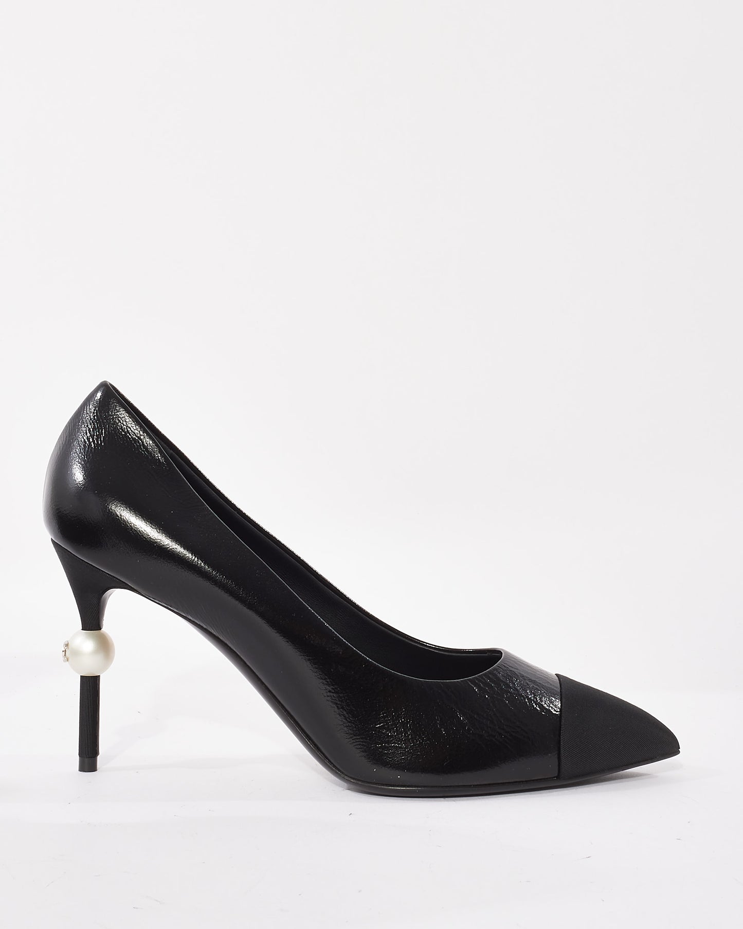 Chanel Black Goatskin Grosgrain Cap Toe Peal Pumps - 41C