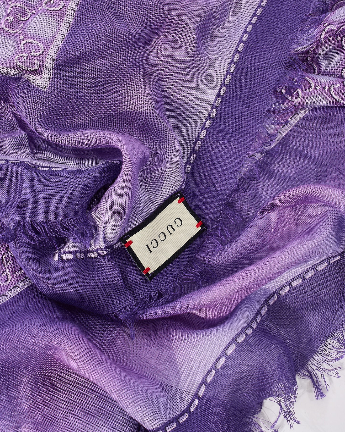 Gucci Purple GG Monogram Logo Modal 
Silk Scarf