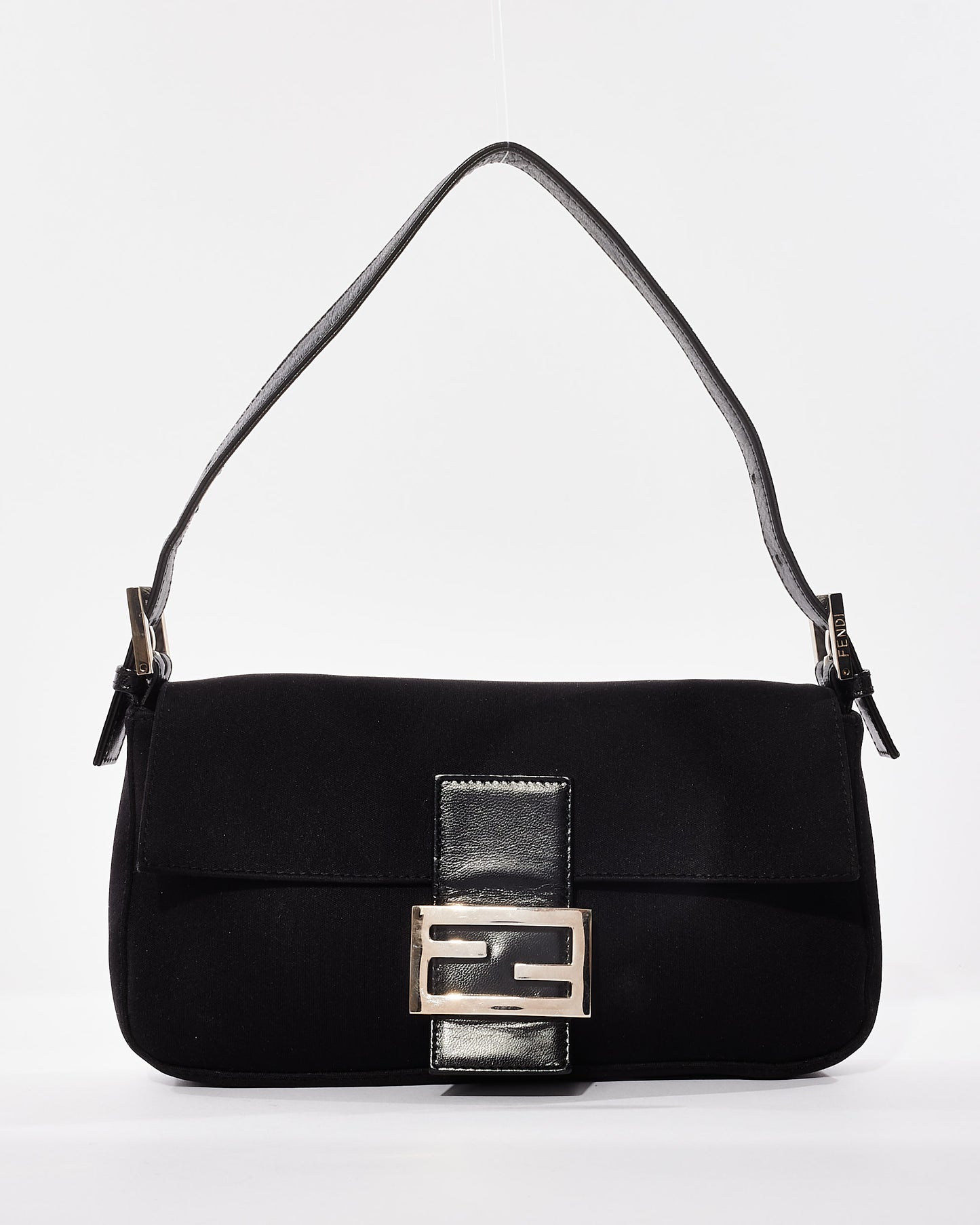 Fendi Vintage Black Neoprene Baguette Shoulder Bag