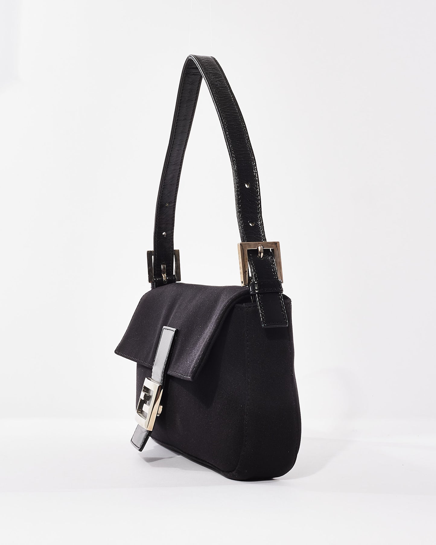 Fendi Vintage Black Neoprene Baguette Shoulder Bag