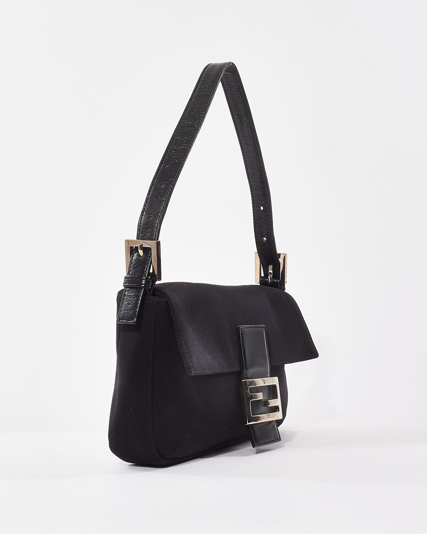 Fendi Vintage Black Neoprene Baguette Shoulder Bag