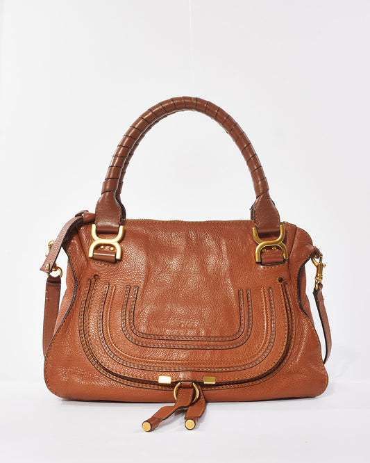 Chloé Tan Leather Marcie Double Carry Bag