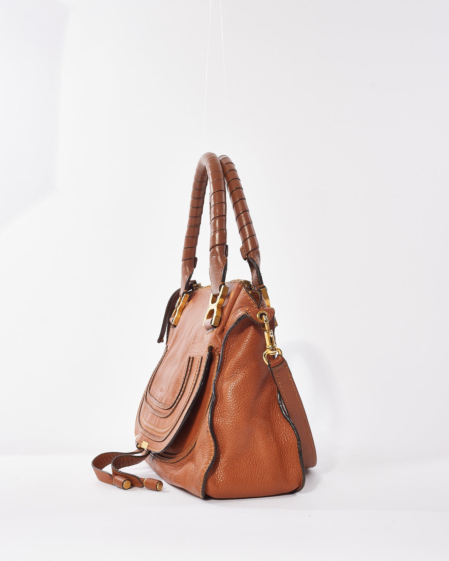 Chloé Tan Leather Marcie Double Carry Bag