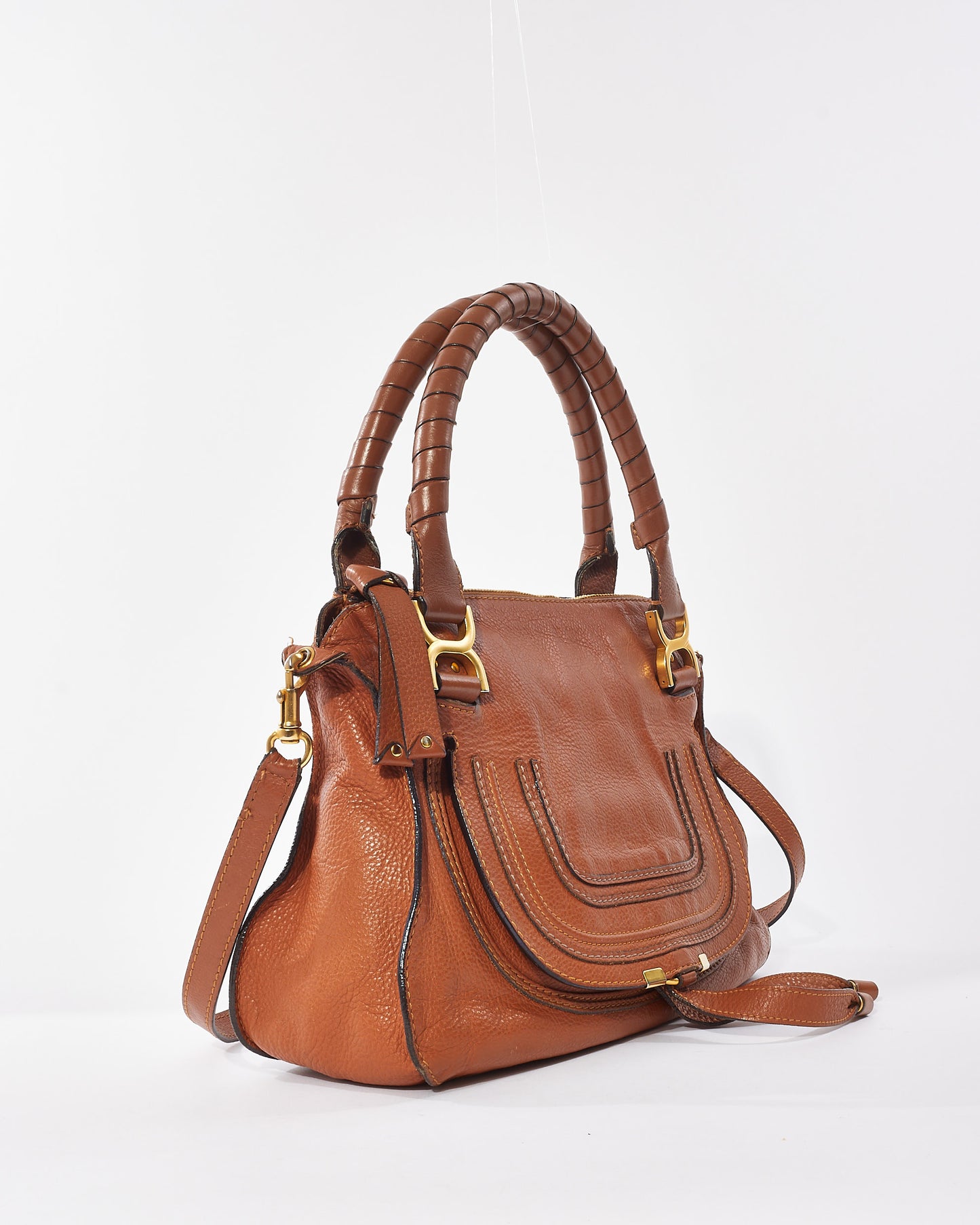 Chloé Tan Leather Marcie Double Carry Bag