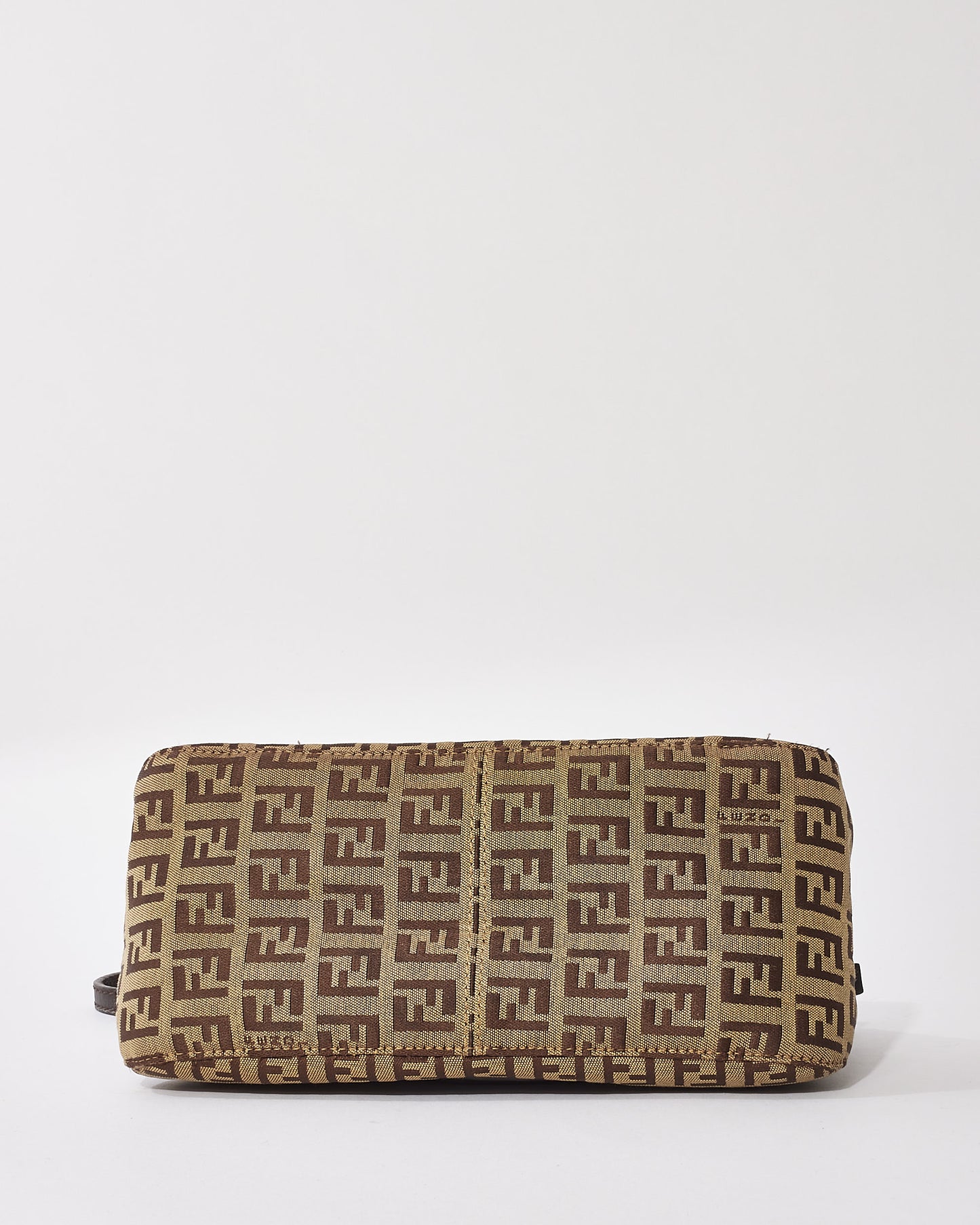 Fendi Brown Zucchino Canvas Mini Baguette Shoulder Bag