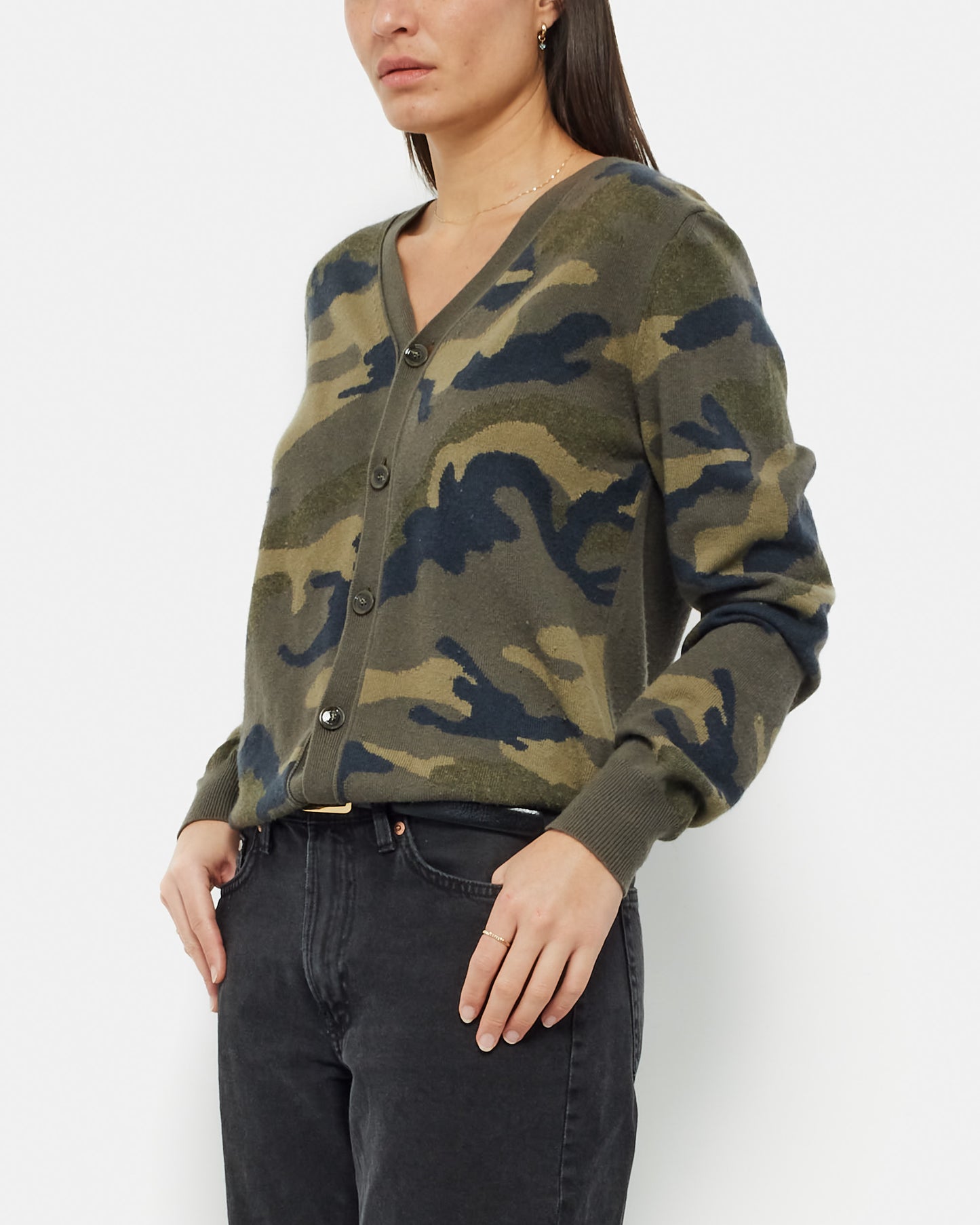 Valentino Army Green Cashmere Cardigan - M