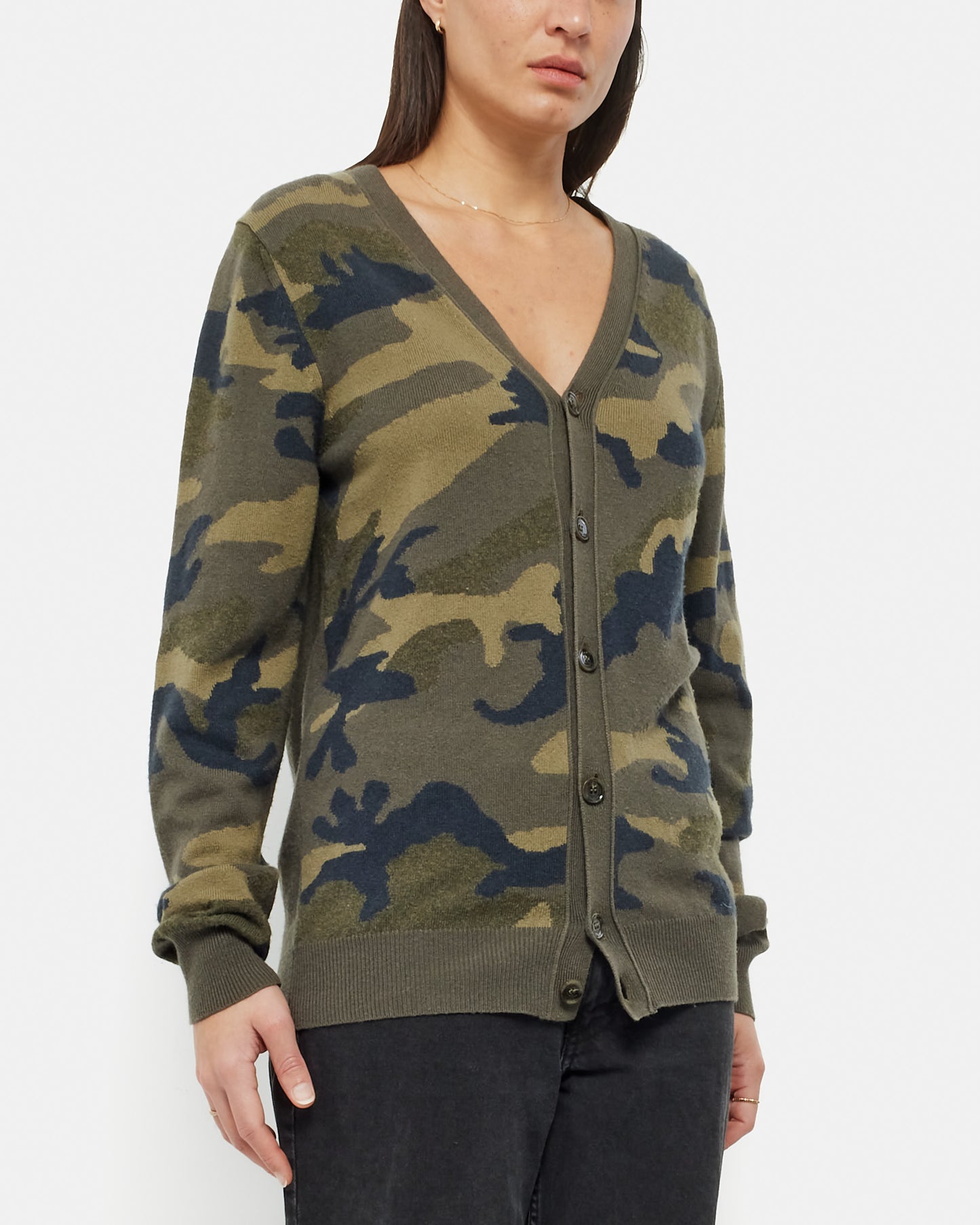 Valentino Army Green Cashmere Cardigan - M