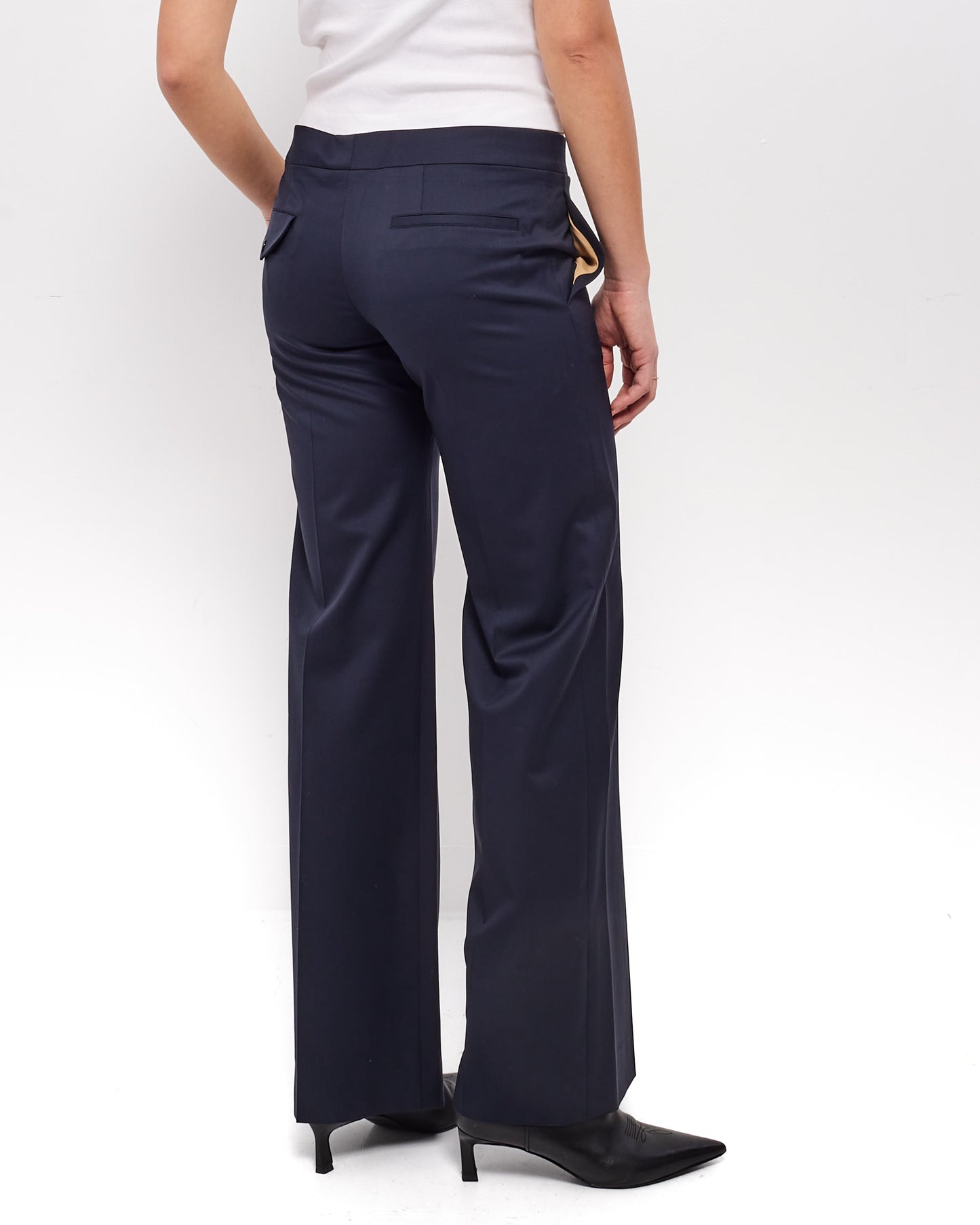 Chloé Navy Cotton Straight Leg Trouser - 38